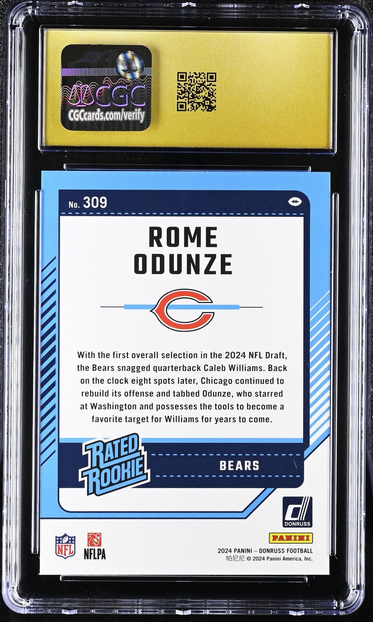 2024 Donruss #309 Rome Odunze Rated Rookie CGC 10