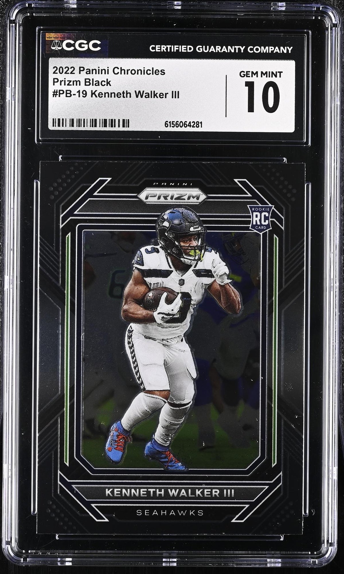 2022 Chronicles Prizm Black #PB-19 Kenneth Walker III Prizm Black CGC 10
