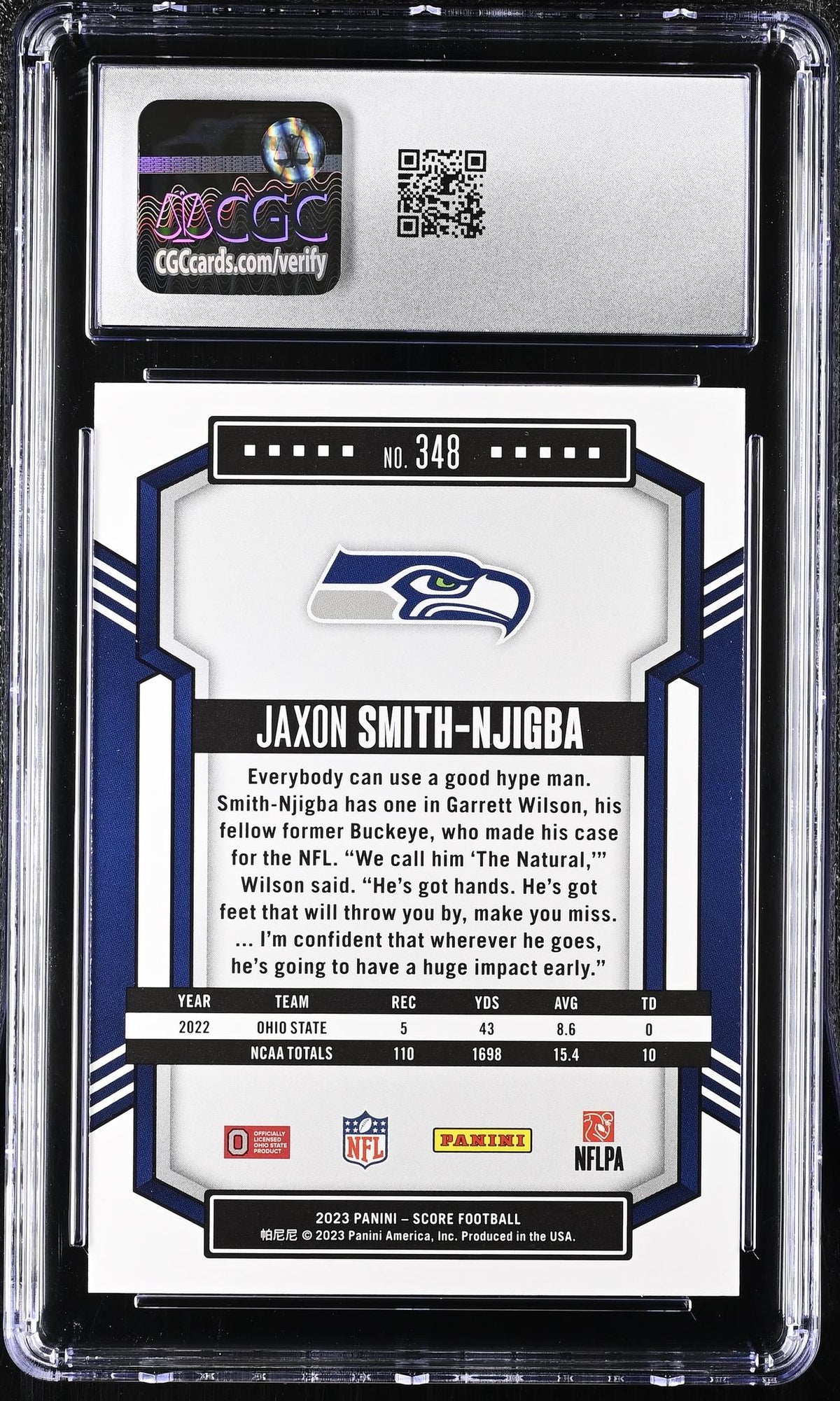 2023 Score #348 Jaxon Smith-Njigba Gold CGC 10