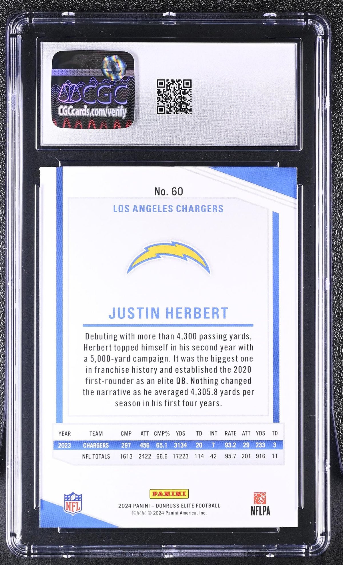 2024 Donruss Elite #60 Justin Herbert Green Disco CGC 10