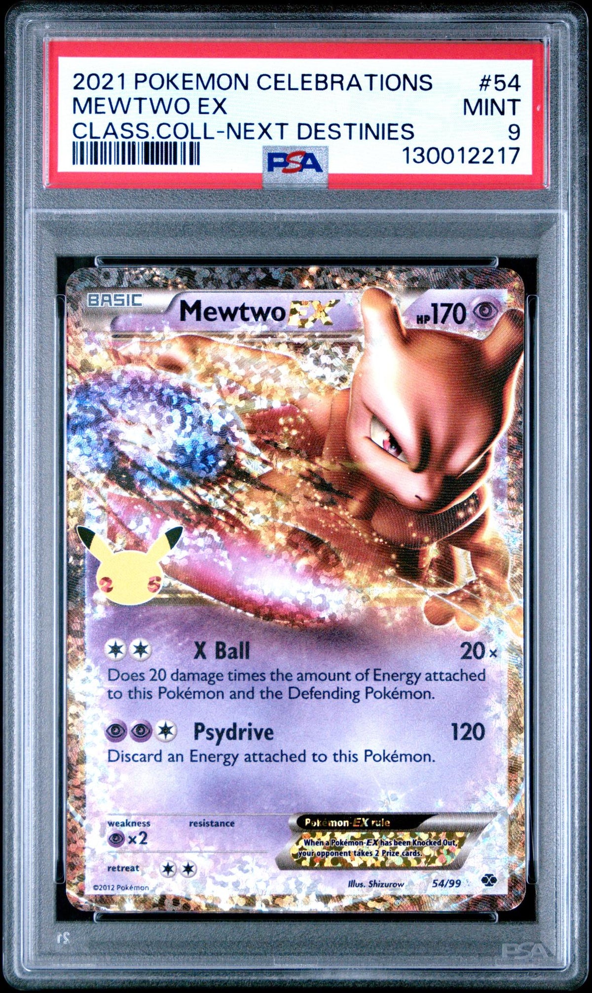 2021 Pokemon Celebrations Classic Collection Next Destinies Mewtwo Ex #54 PSA 9