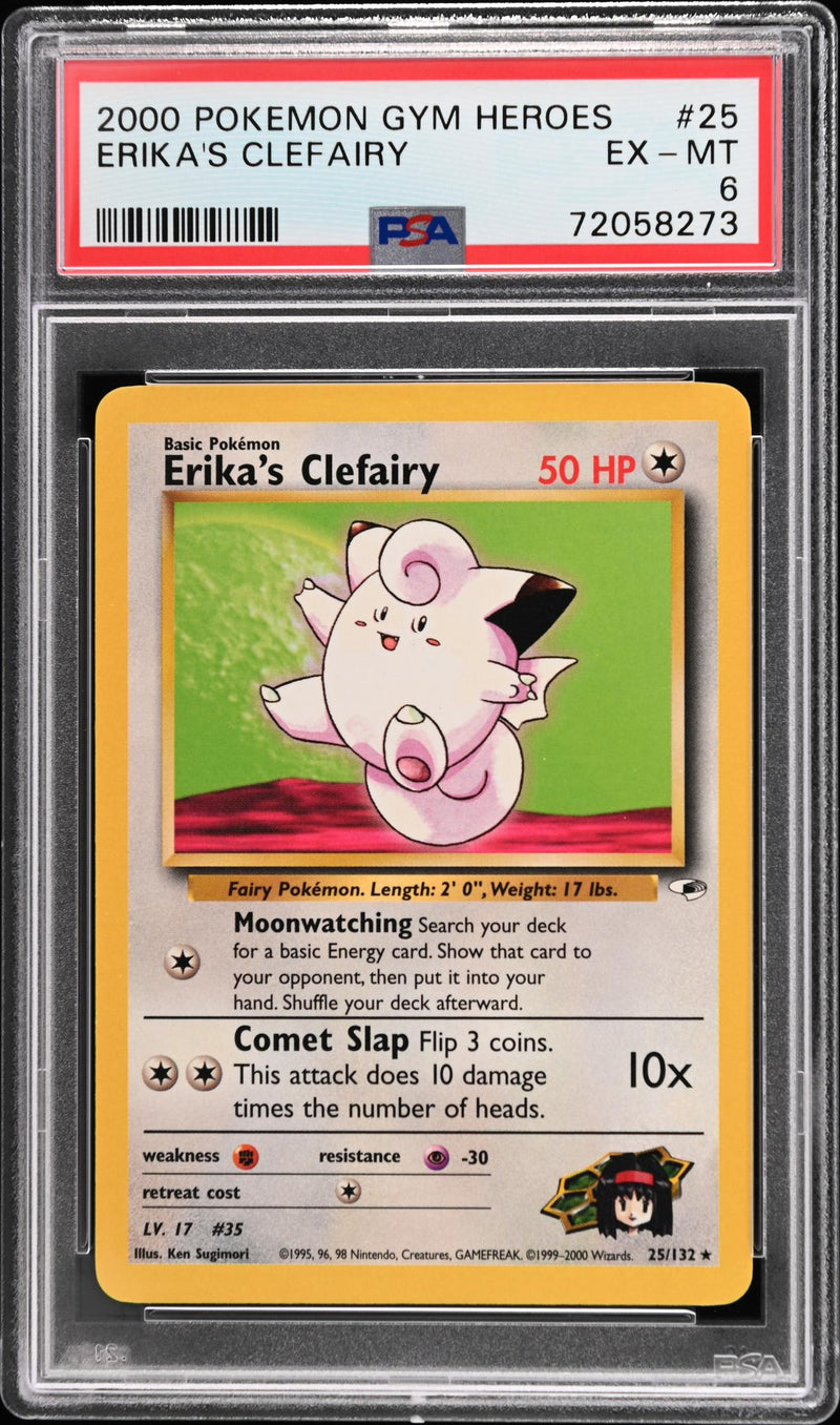 2000 Pokemon Gym Heroes Erika's Clefairy #25 PSA 6
