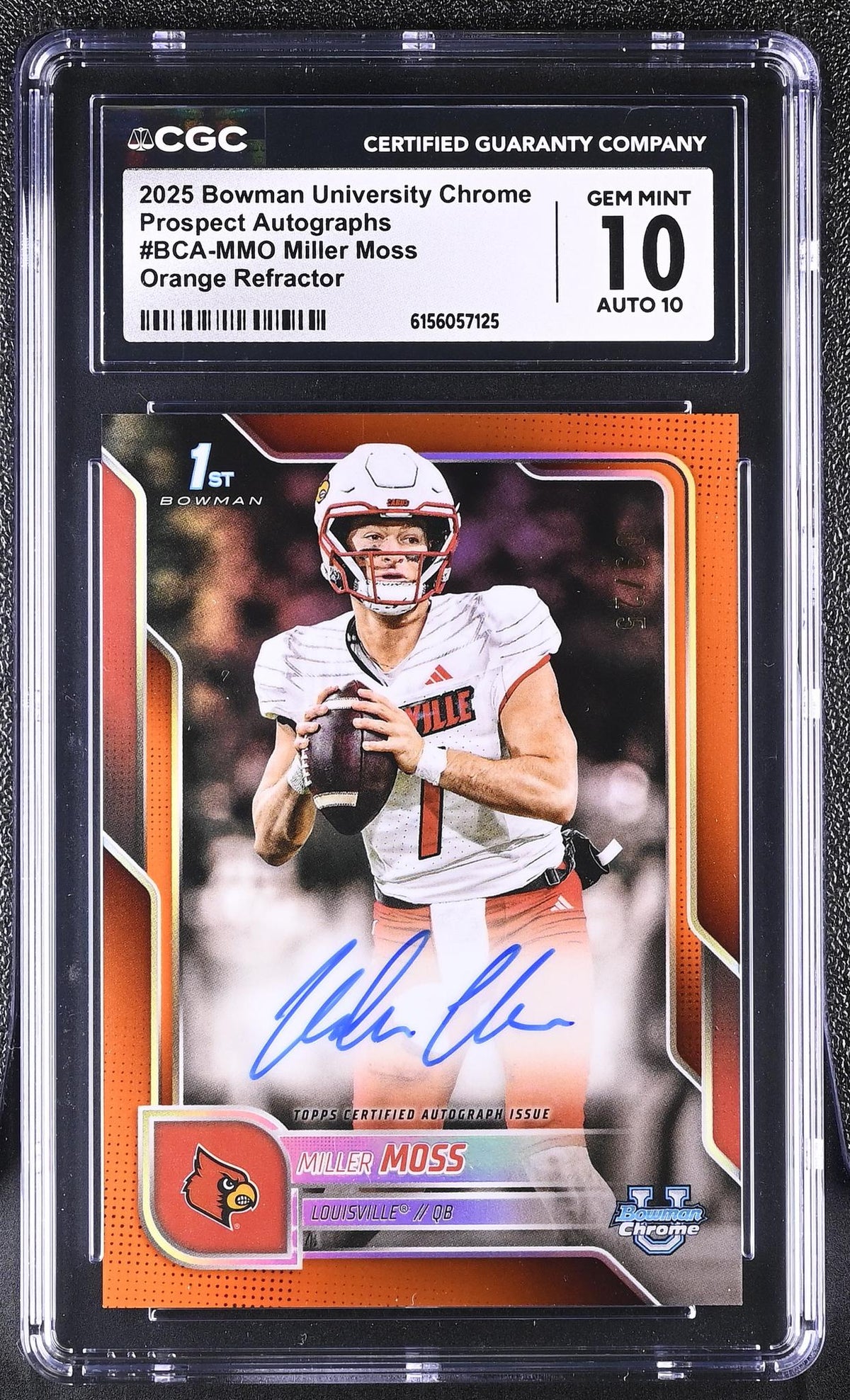 2025 Bowman Chrome #BCA-MMO Miller Moss Prospect Autographs /25 Auto CGC 10