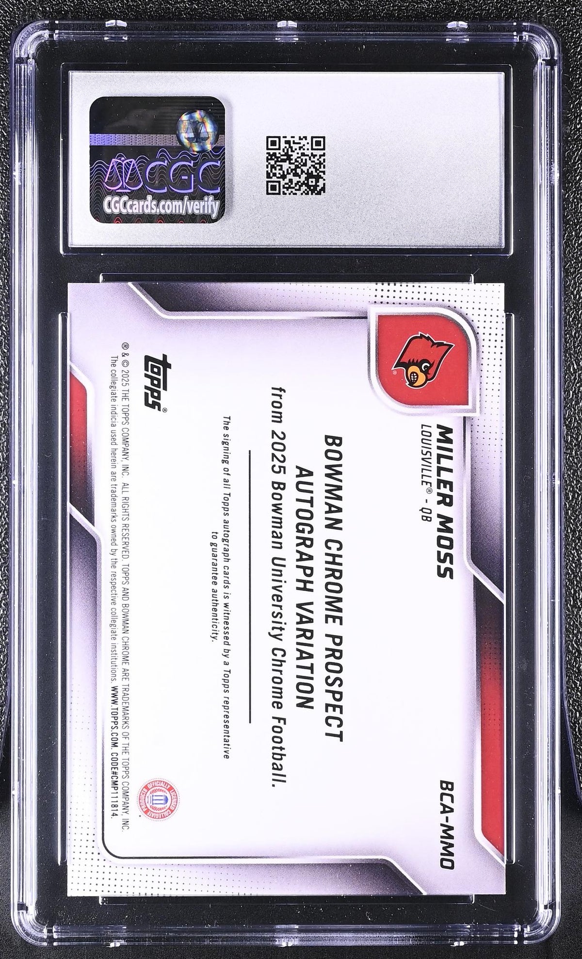 2025 Bowman Chrome #BCA-MMO Miller Moss Prospect Autographs /25 Auto CGC 10