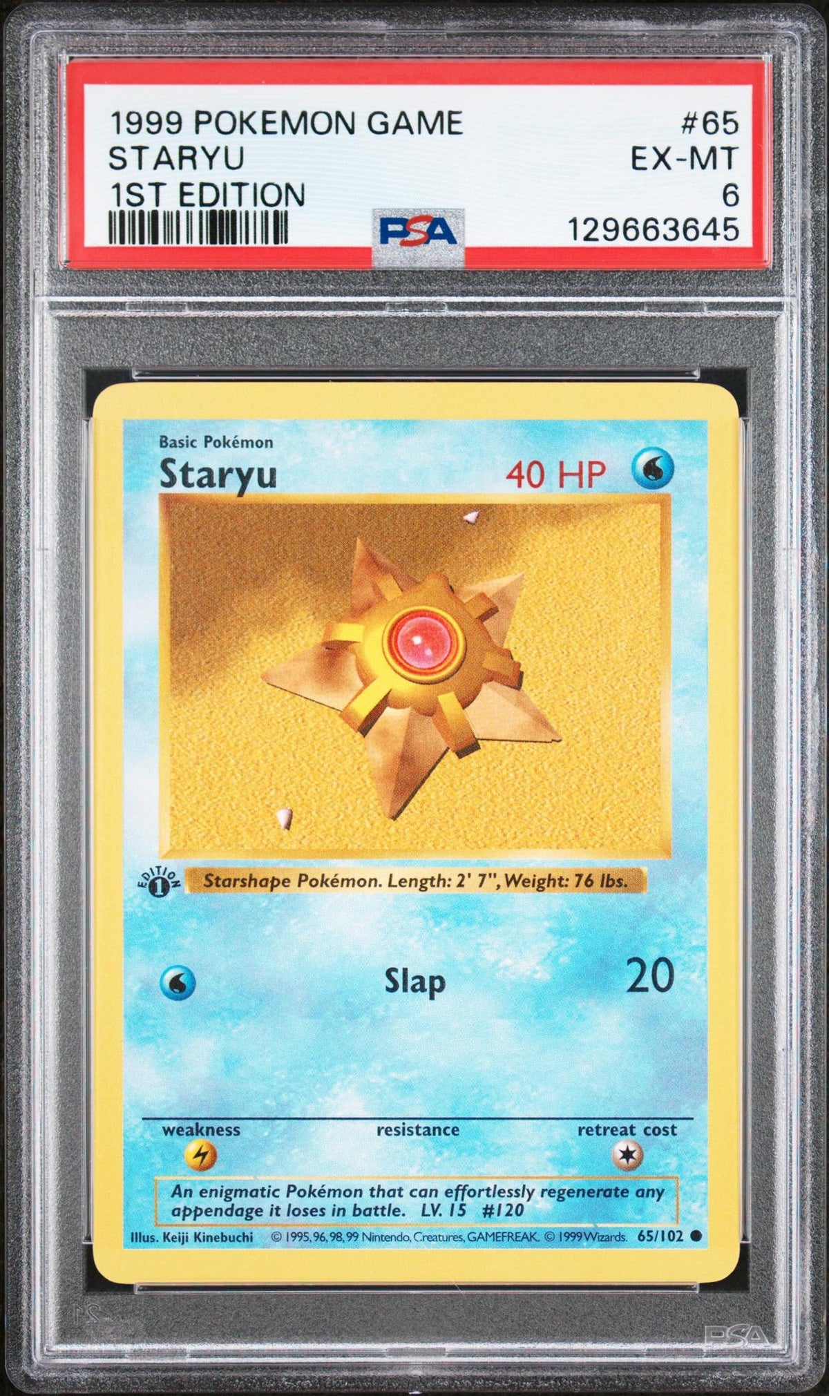 1999 Pokemon Base Set 1st Edition Staryu #65 PSA 6