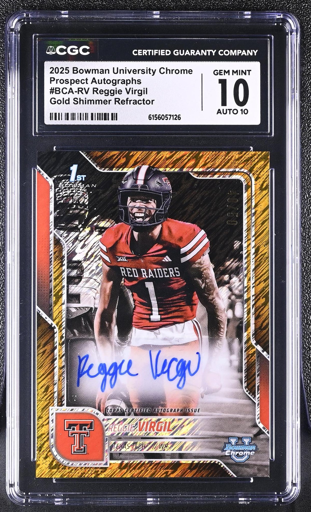 2025 Bowman Chrome #BCA-RV Reggie Virgil Prospect Autographs /100 Auto CGC 10