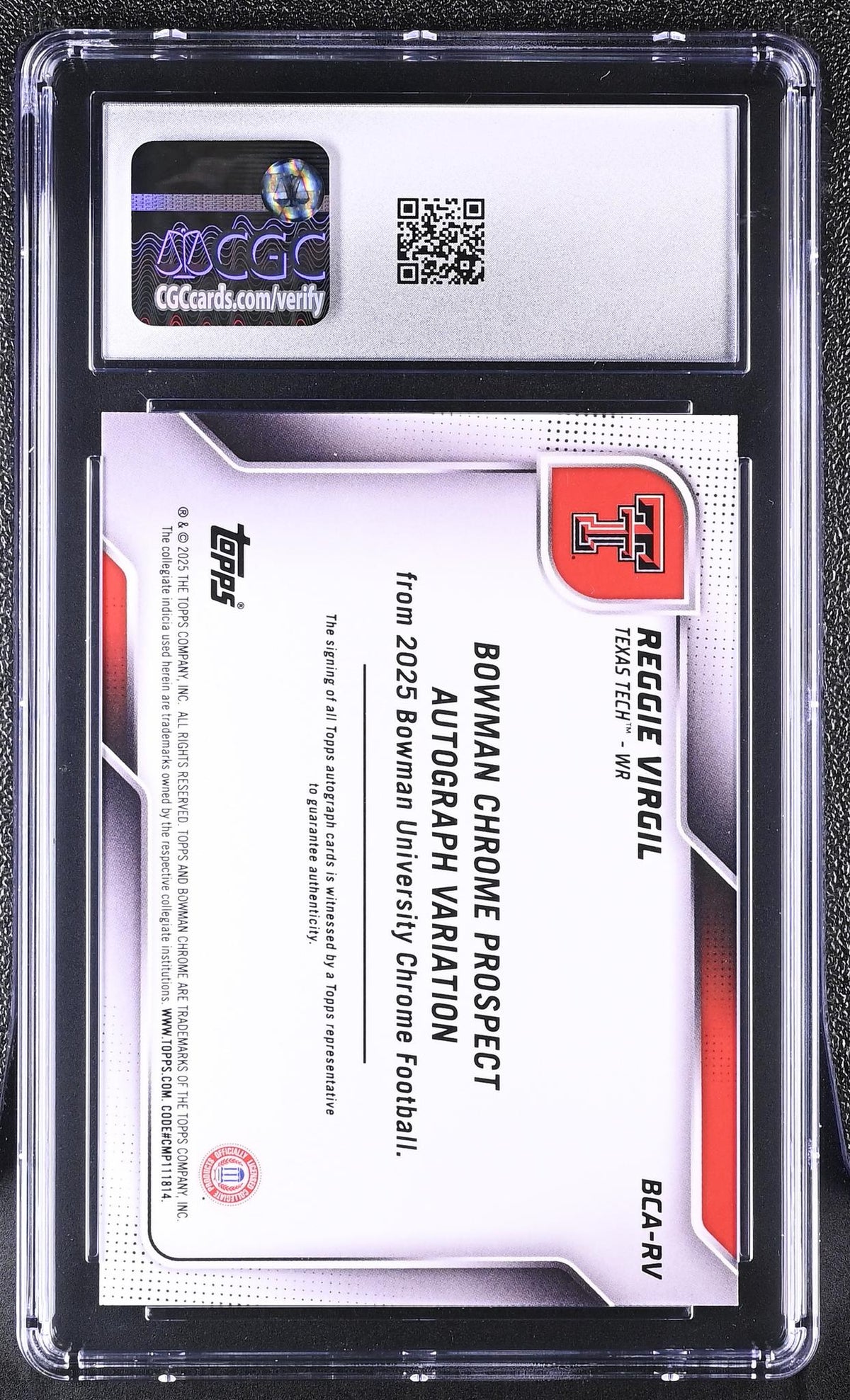 2025 Bowman Chrome #BCA-RV Reggie Virgil Prospect Autographs /100 Auto CGC 10