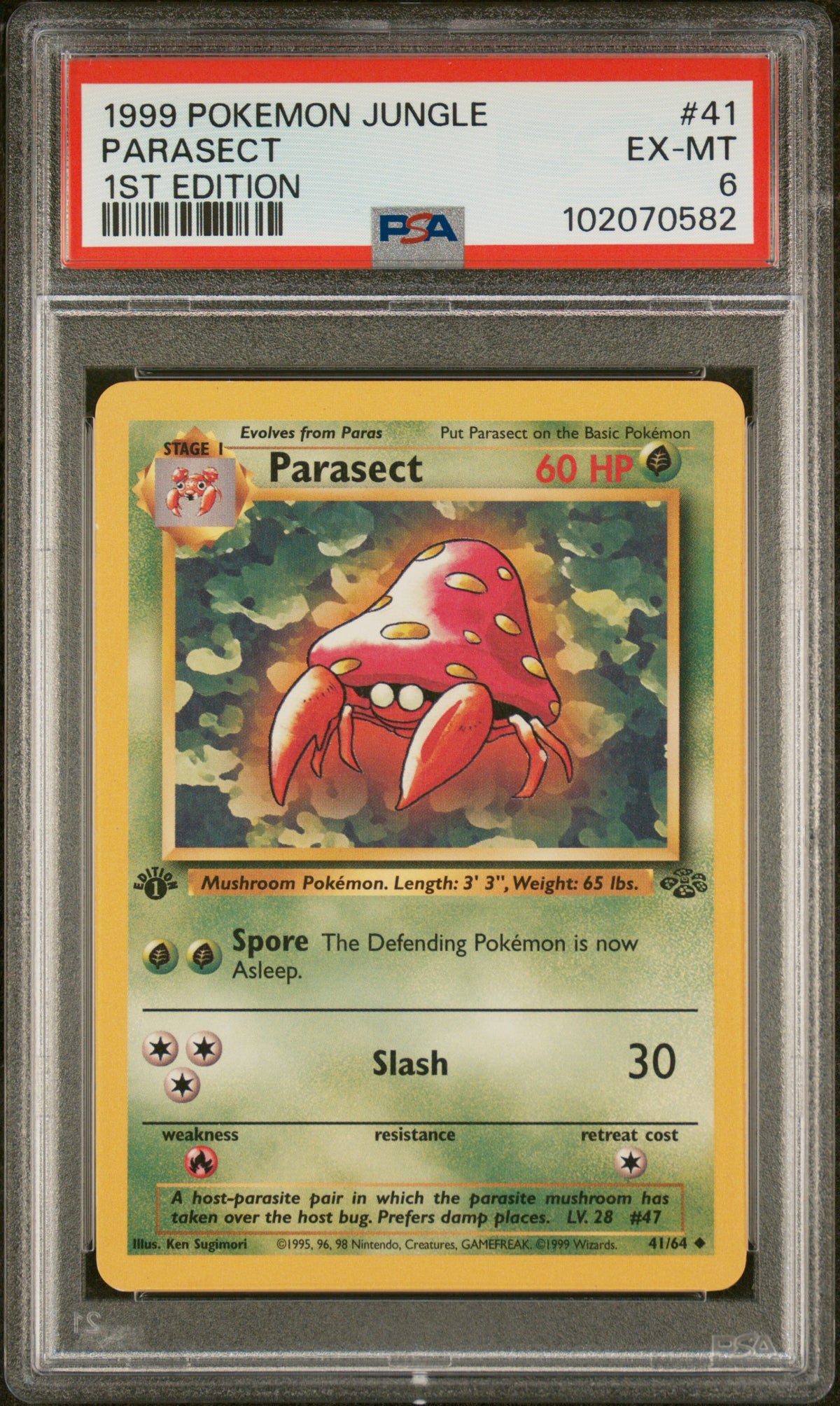 1999 Pokemon Jungle 1st Edition Parasect #41 PSA 6