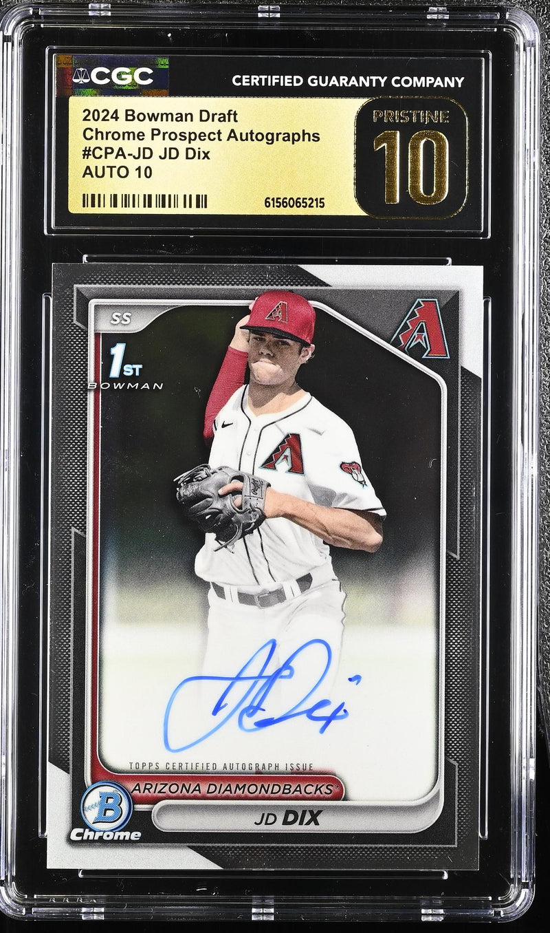 2024 Bowman Chrome Prospect Autographs JD Dix #CPA-JD Auto CGC Pristine 10
