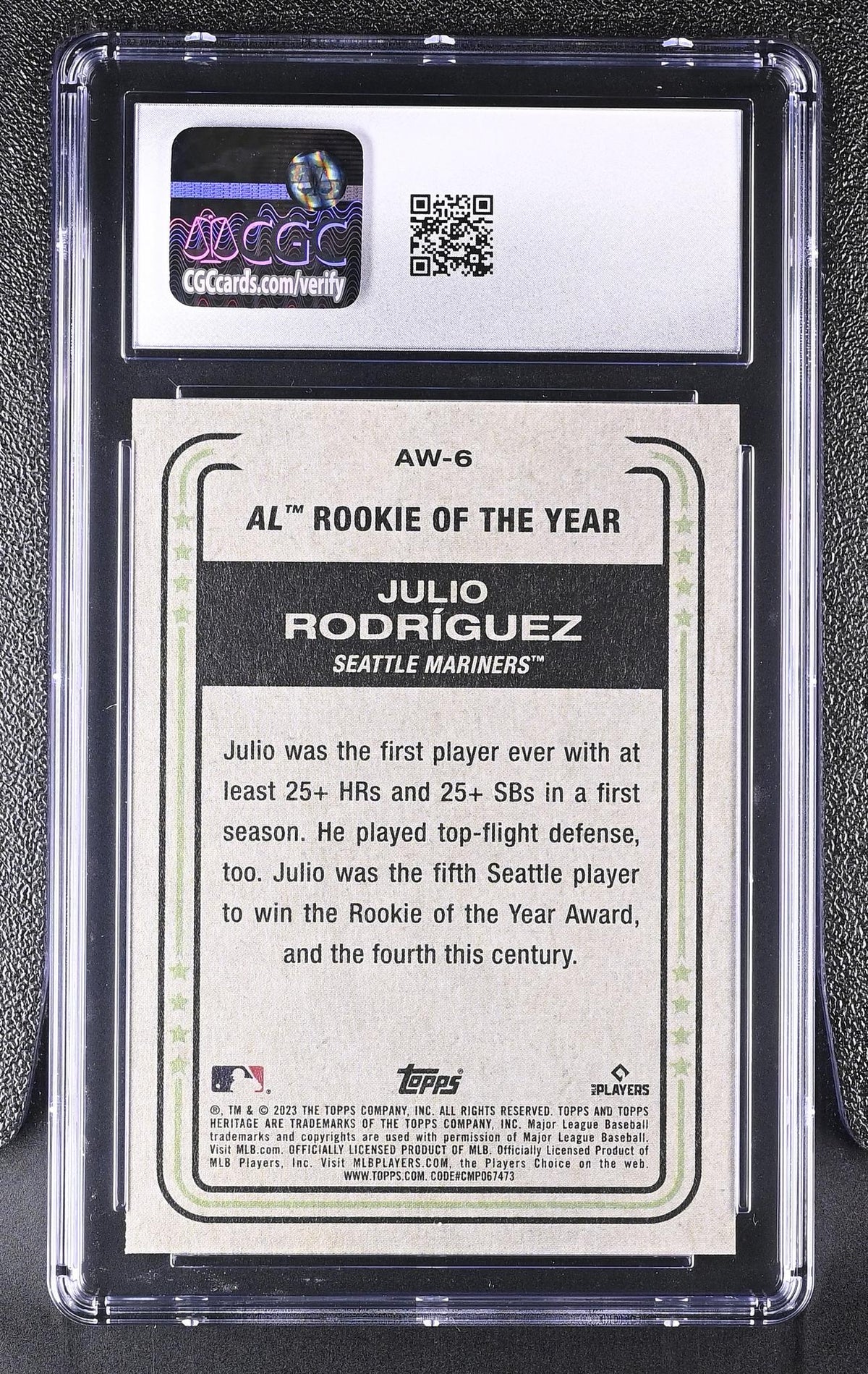 2023 Topps Heritage #AW-6 Julio Rodríguez Award Winners CGC 10