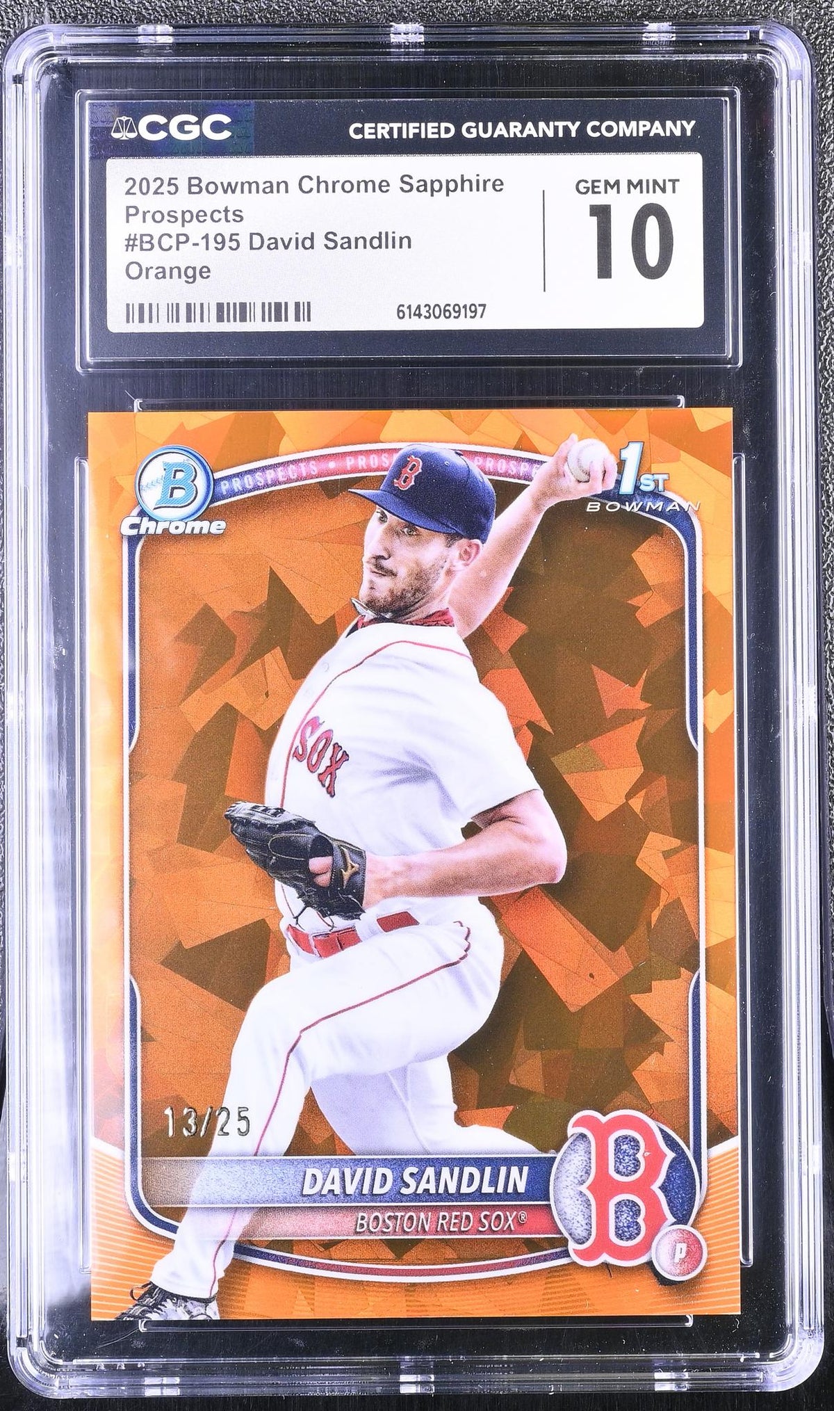 2025 Bowman Chrome Sapphire #BCP-195 David Sandlin Prospects CGC 10