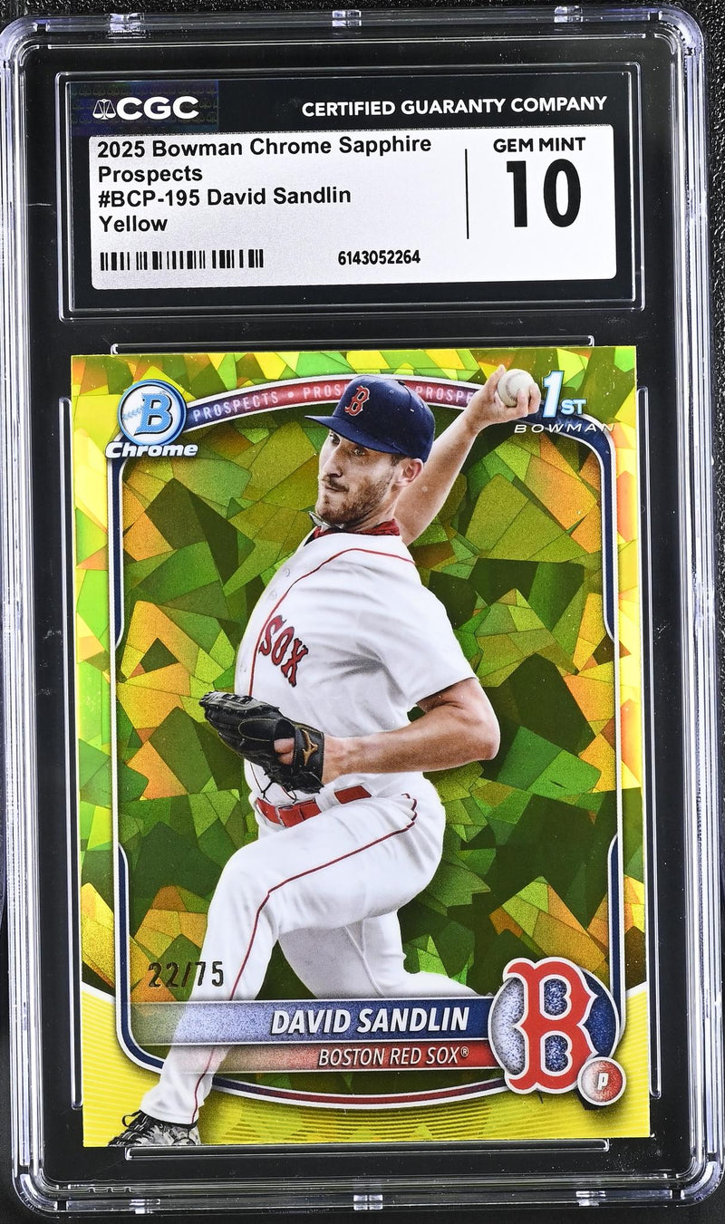2025 Bowman Chrome Sapphire Prospects David Sandlin Yellow #BCP-195 /75 CGC 10
