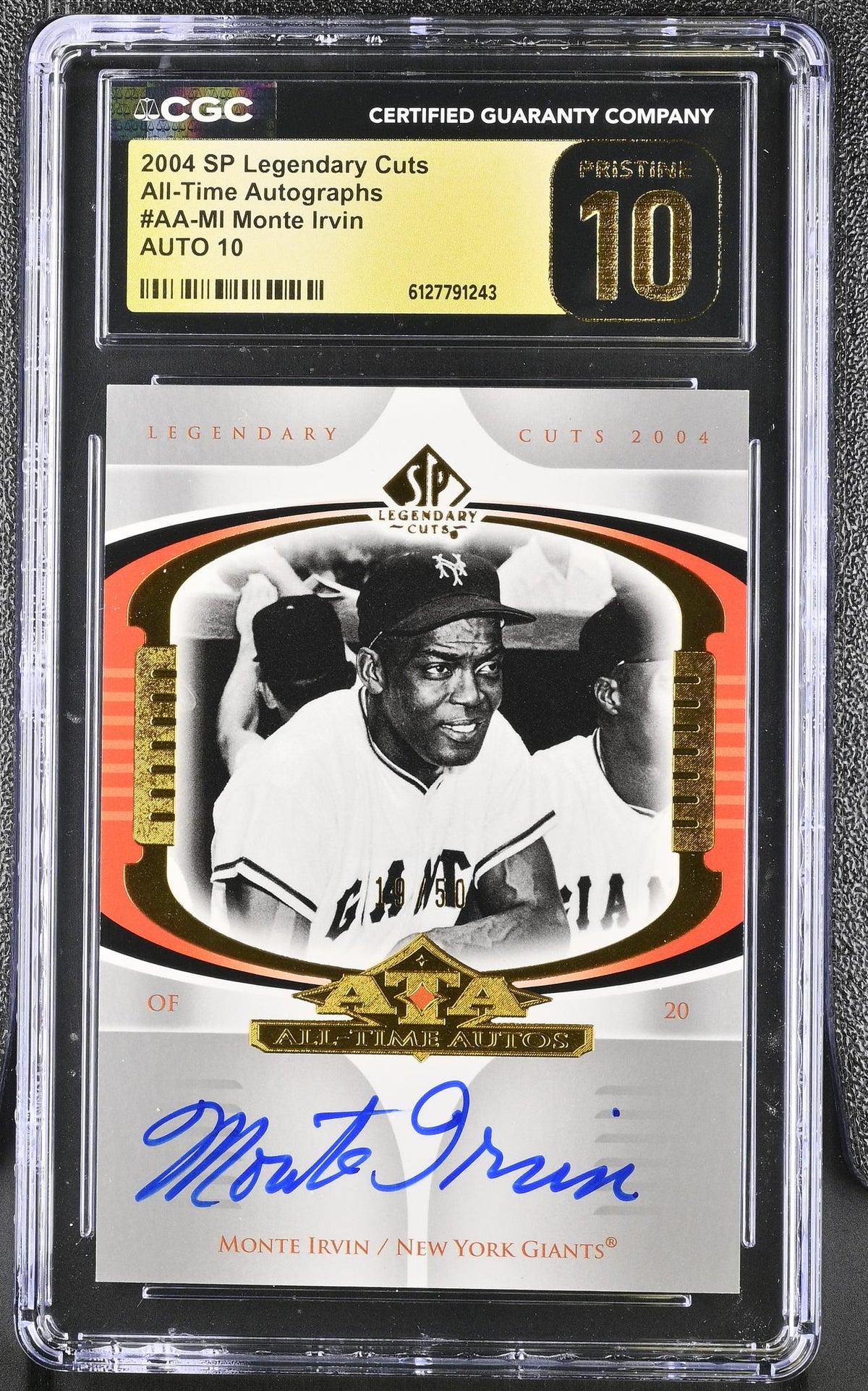 2004 SP Legendary Cuts #AA-MI Monte Irvin All-Time Autographs /50 Auto CGC 10