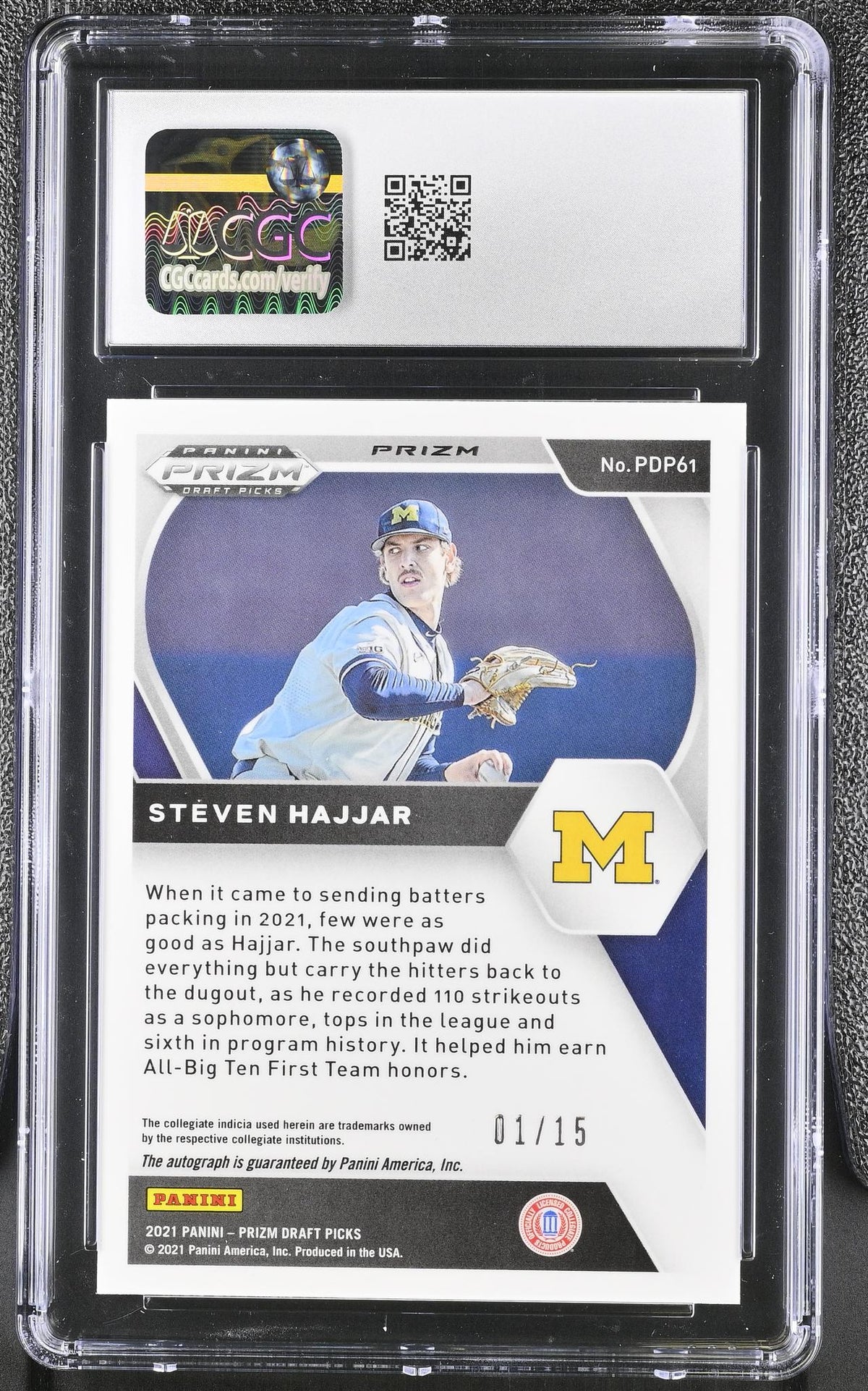 2021 Prizm #PDP61 Steven Hajjar Base Autographs /15 Auto CGC 10