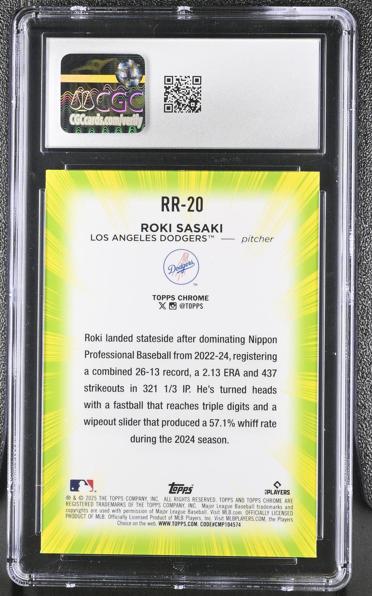 2025 Topps Chrome #RR-20 Roki Sasaki Radiating Rookies CGC 10