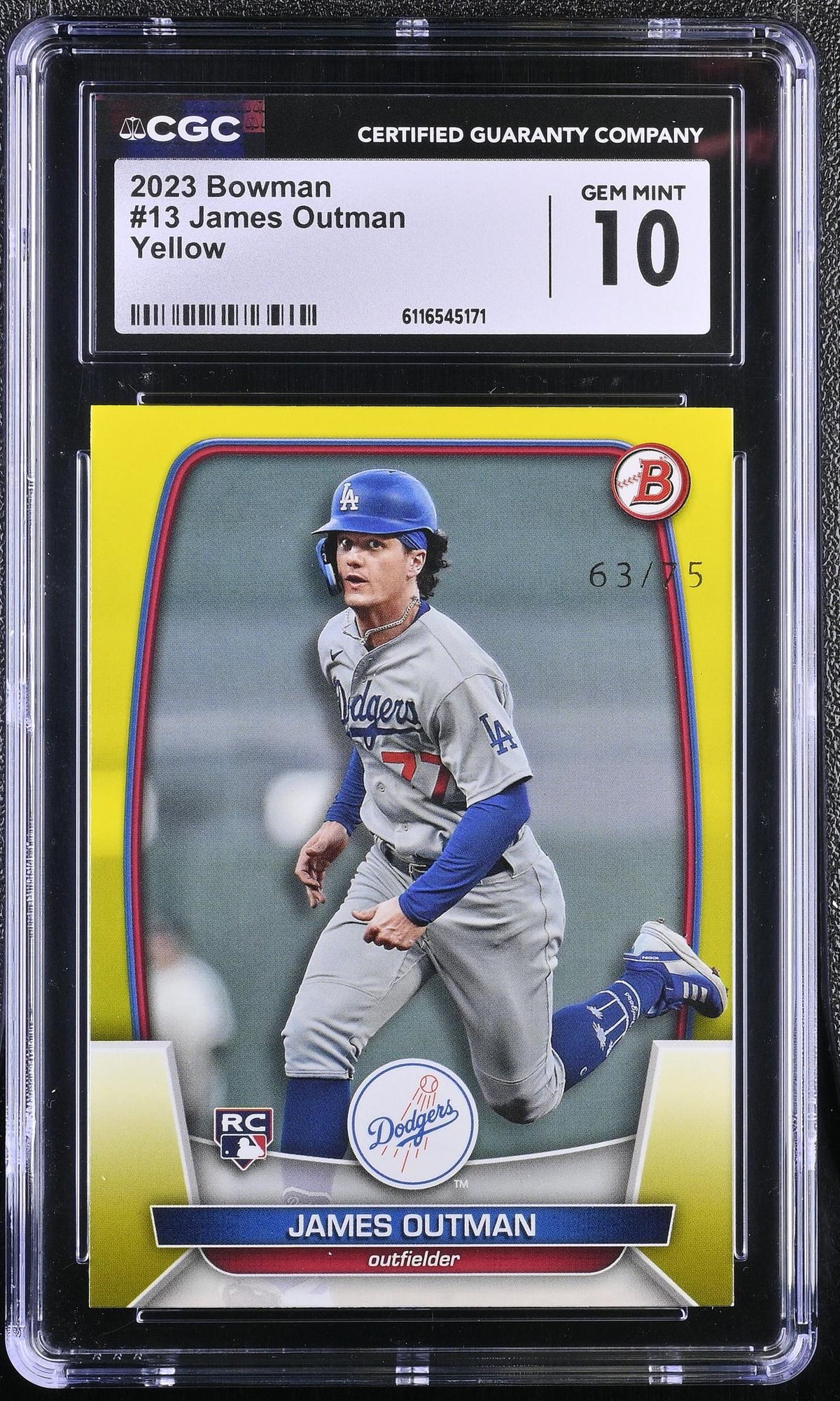 2023 Bowman #13 James Outman /75 CGC 10