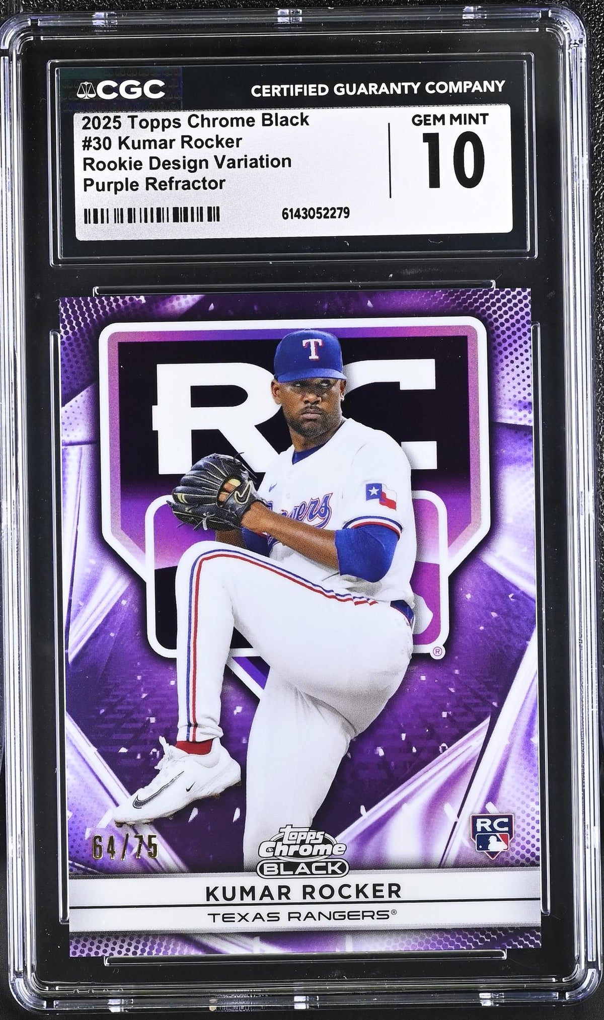 2025 Topps Chrome Black #30 Kumar Rocker Rookie Design Variation CGC 10