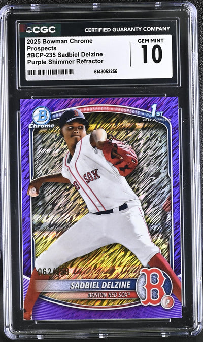 2025 Bowman Chrome Prospects Sadbiel Delzine #BCP-235 Purple Shimmer Refractor CGC 10