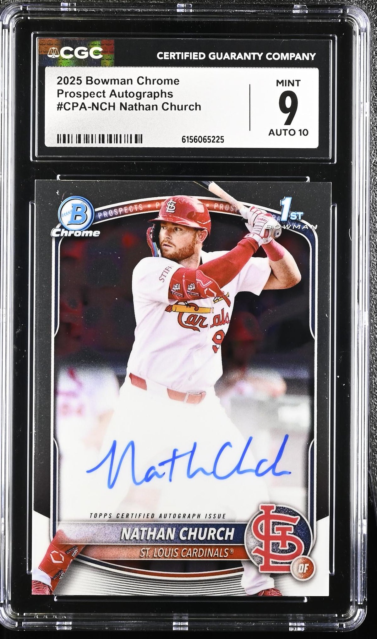2025 Bowman Chrome #CPA-NCH Nathan Church Prospect Autographs Auto CGC 9