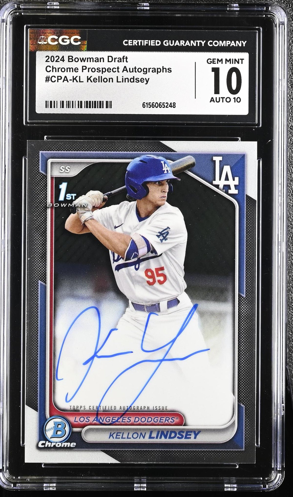 2024 Bowman Draft #CPA-KL Kellon Lindsey Chrome Prospect Autographs Auto CGC 10