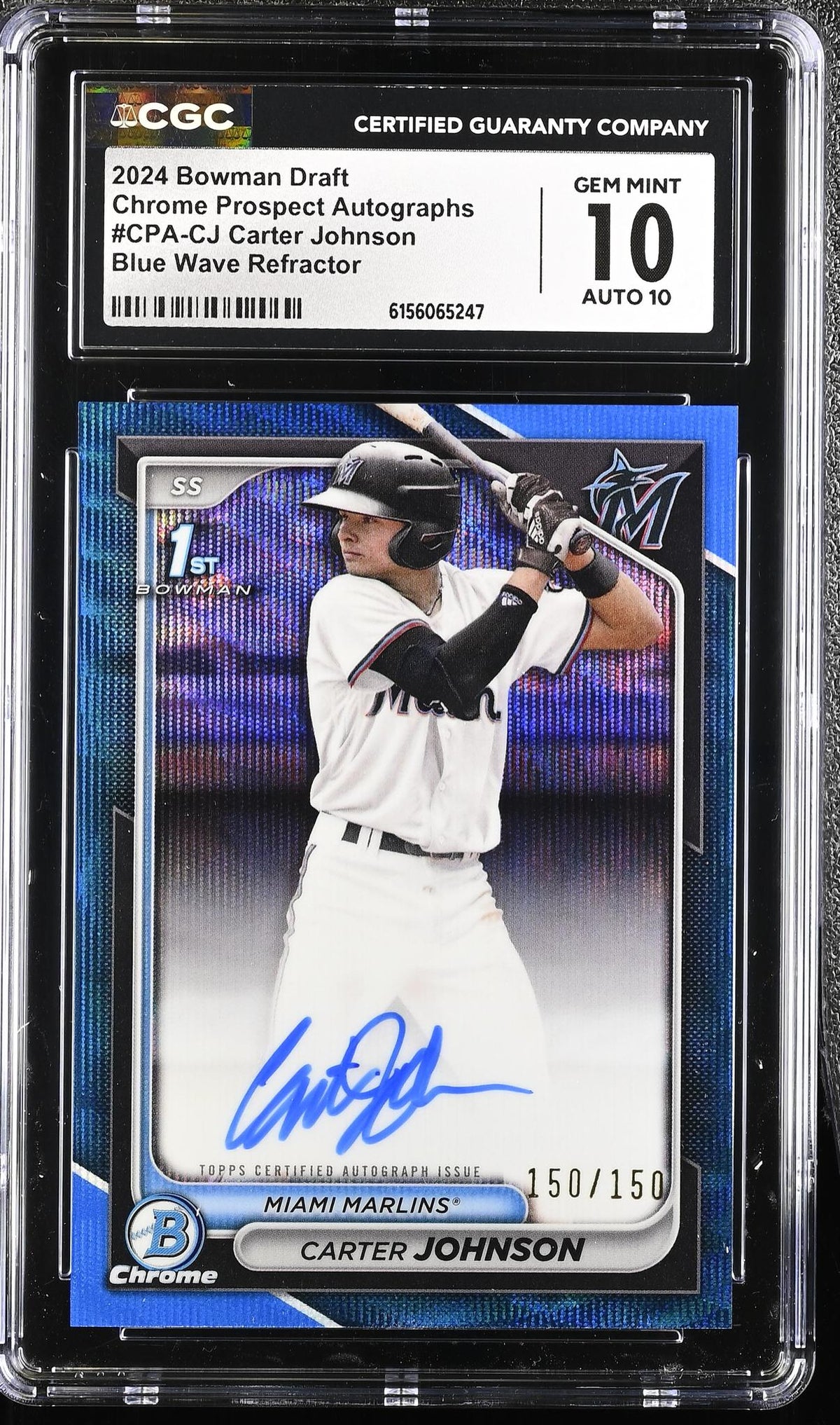 2024 Bowman # Carter Johnson Chrome Prospect Autographs 150/150 Auto CGC 10