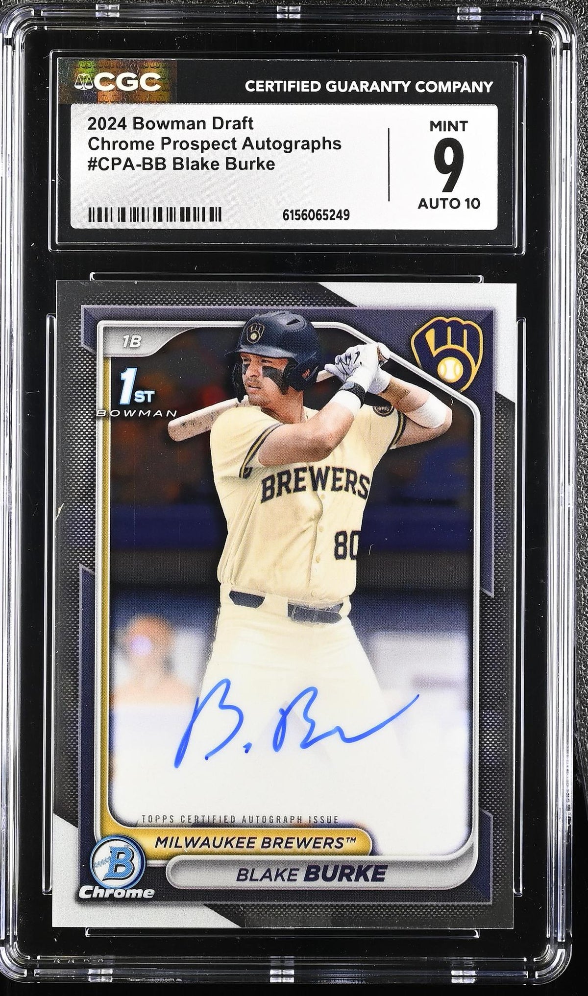 2024 Bowman #CPA-BB Blake Burke Chrome Prospect Autographs Auto CGC 9