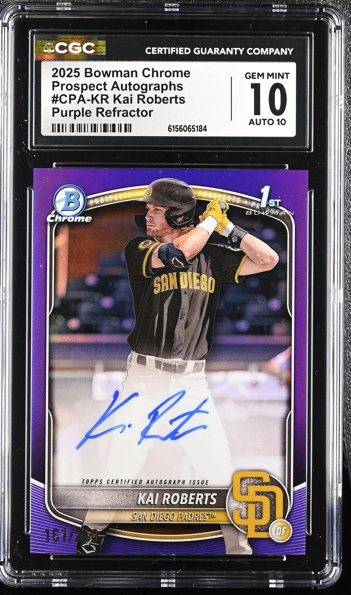 2025 Bowman Chrome #CPA-KR Kai Roberts Prospect Autographs /20 Auto CGC 10