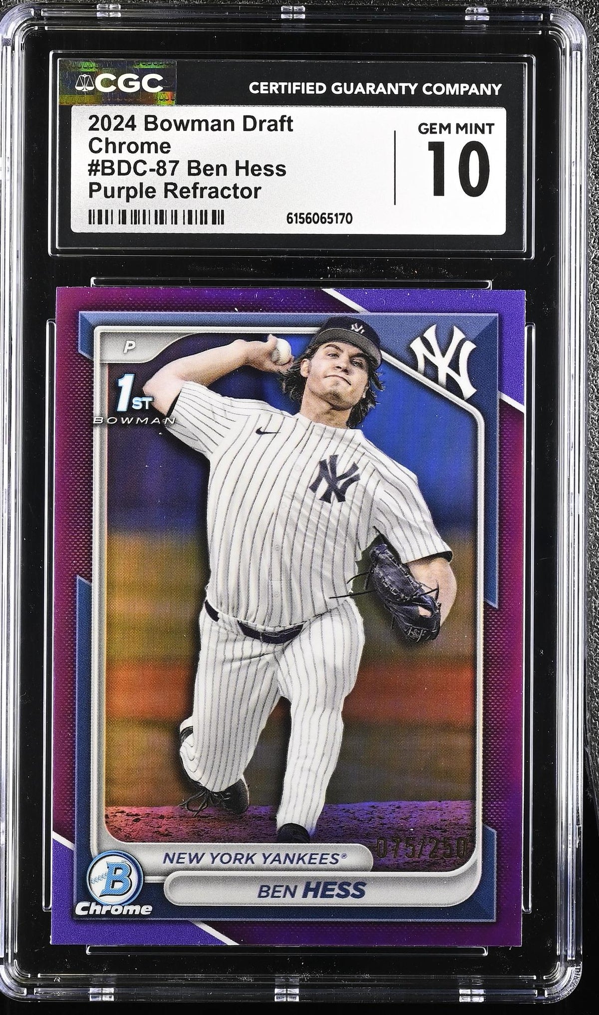 2024 Bowman Draft Chrome #BDC-87 Ben Hess Purple Refractor CGC 10