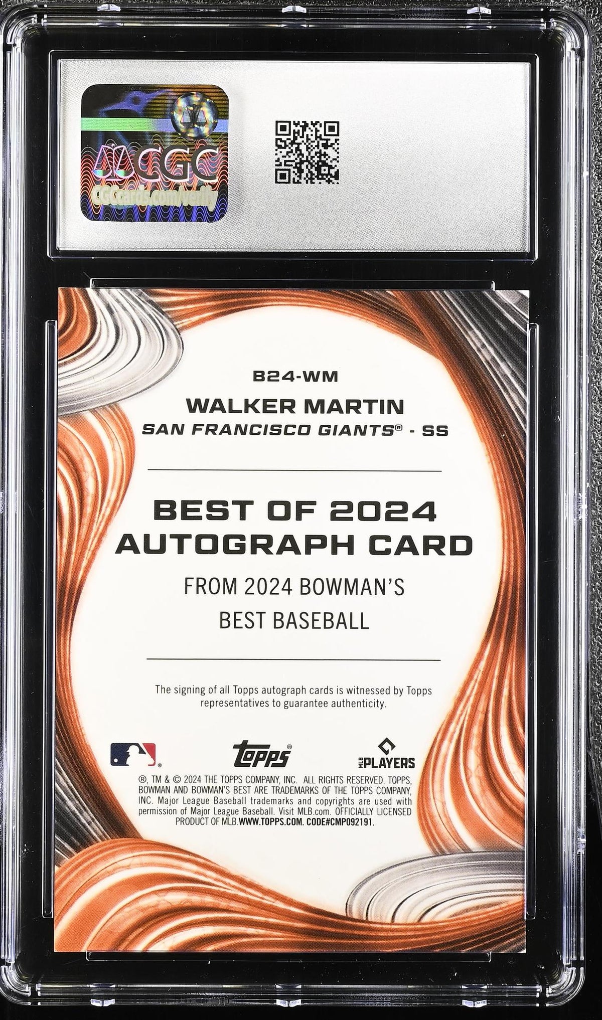 2024 Bowman's Best #B24-WM Walker Martin Best of '24 Autographs Auto CGC 9