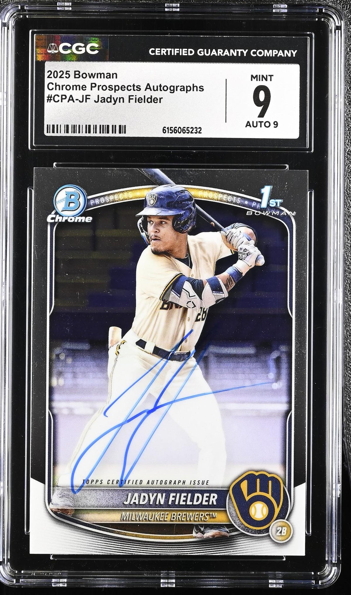2025 Bowman Chrome #CPA-JF Jadyn Fielder Chrome Prospects Autographs Auto CGC 9