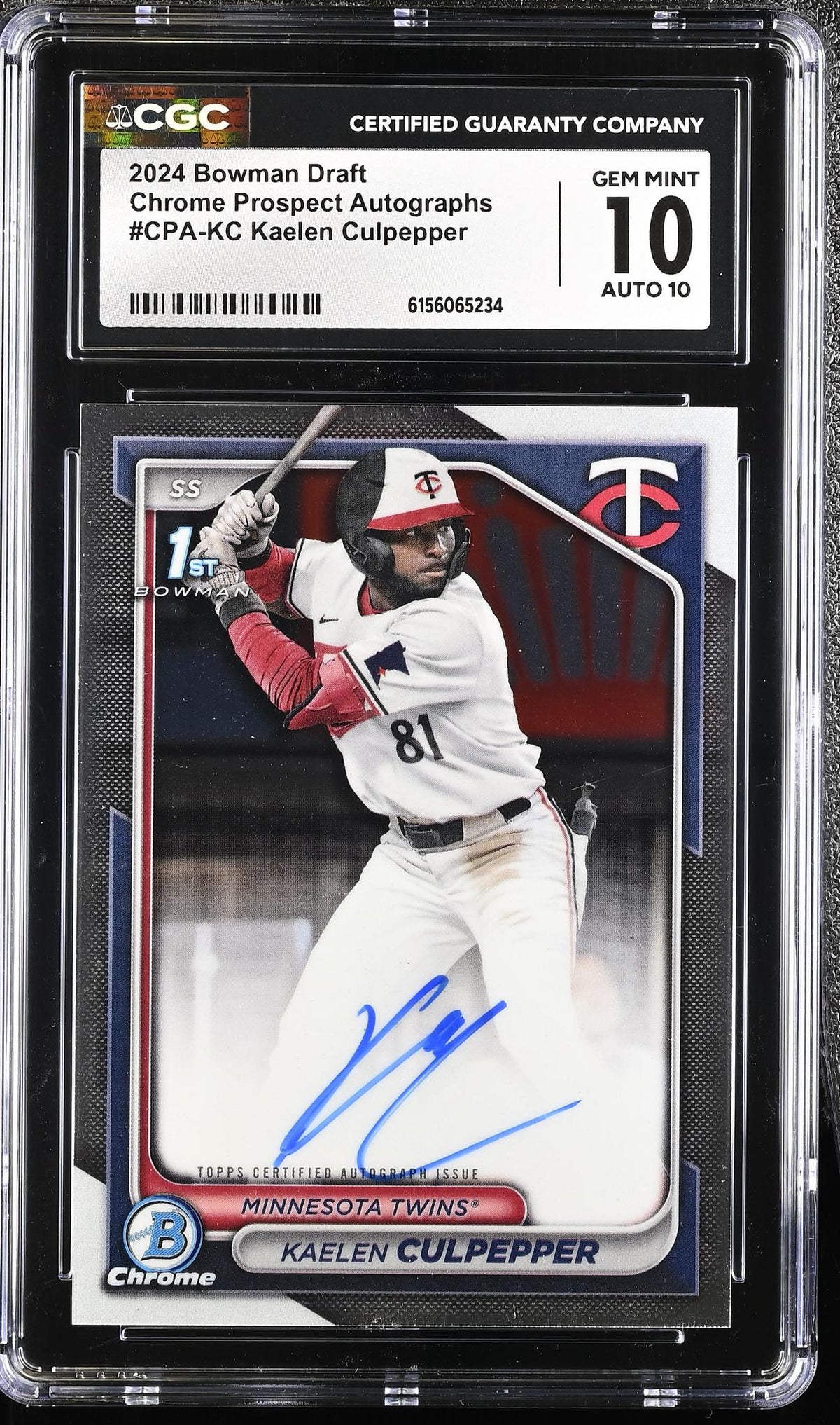 2024 Bowman Draft # Kaelen Culpepper Chrome Prospect Autographs Auto CGC 10
