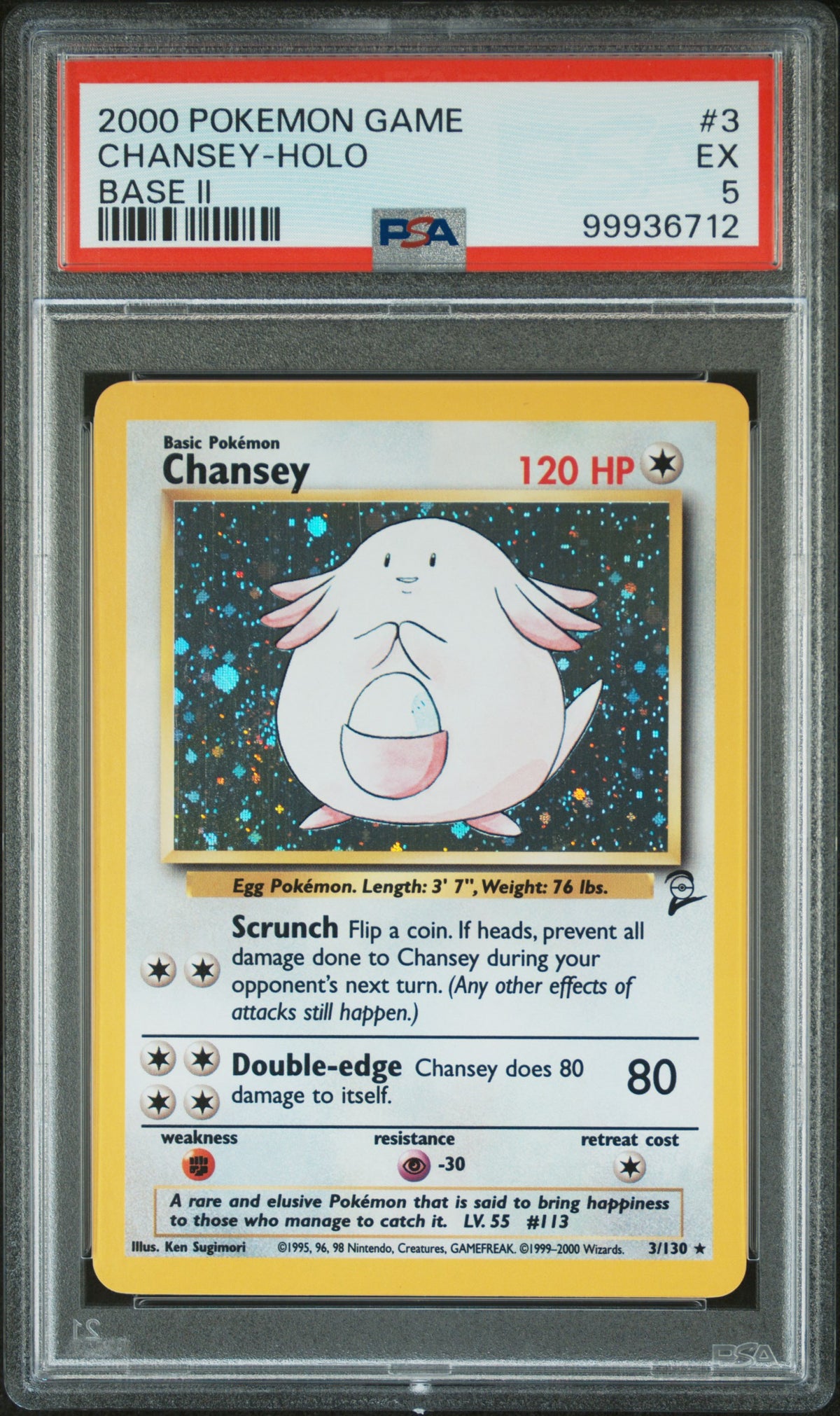 2000 Pokemon Base Set 2 Holo Chansey #3 PSA 5