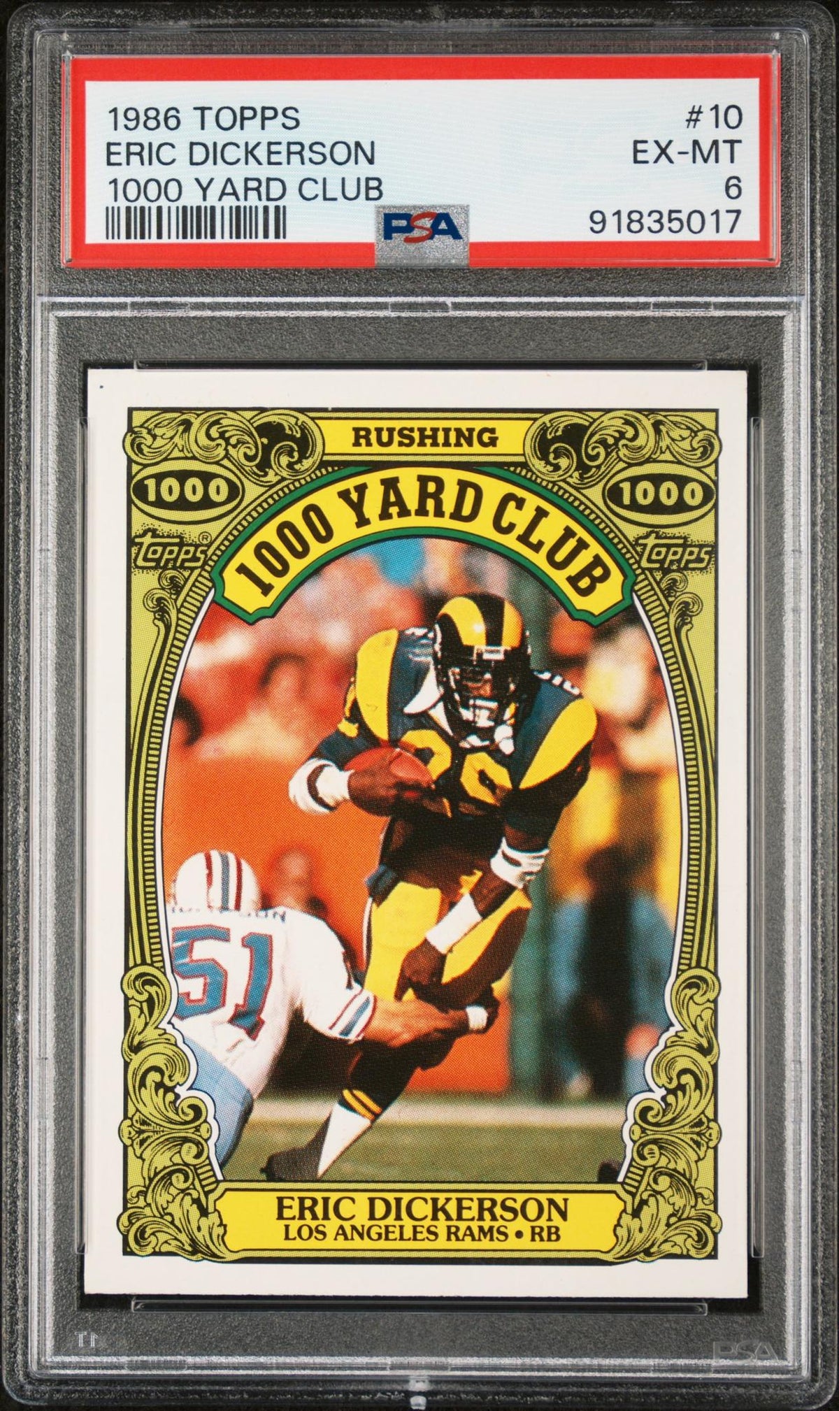 1986 Topps 1000 Yard Club Eric Dickerson #10 PSA 6