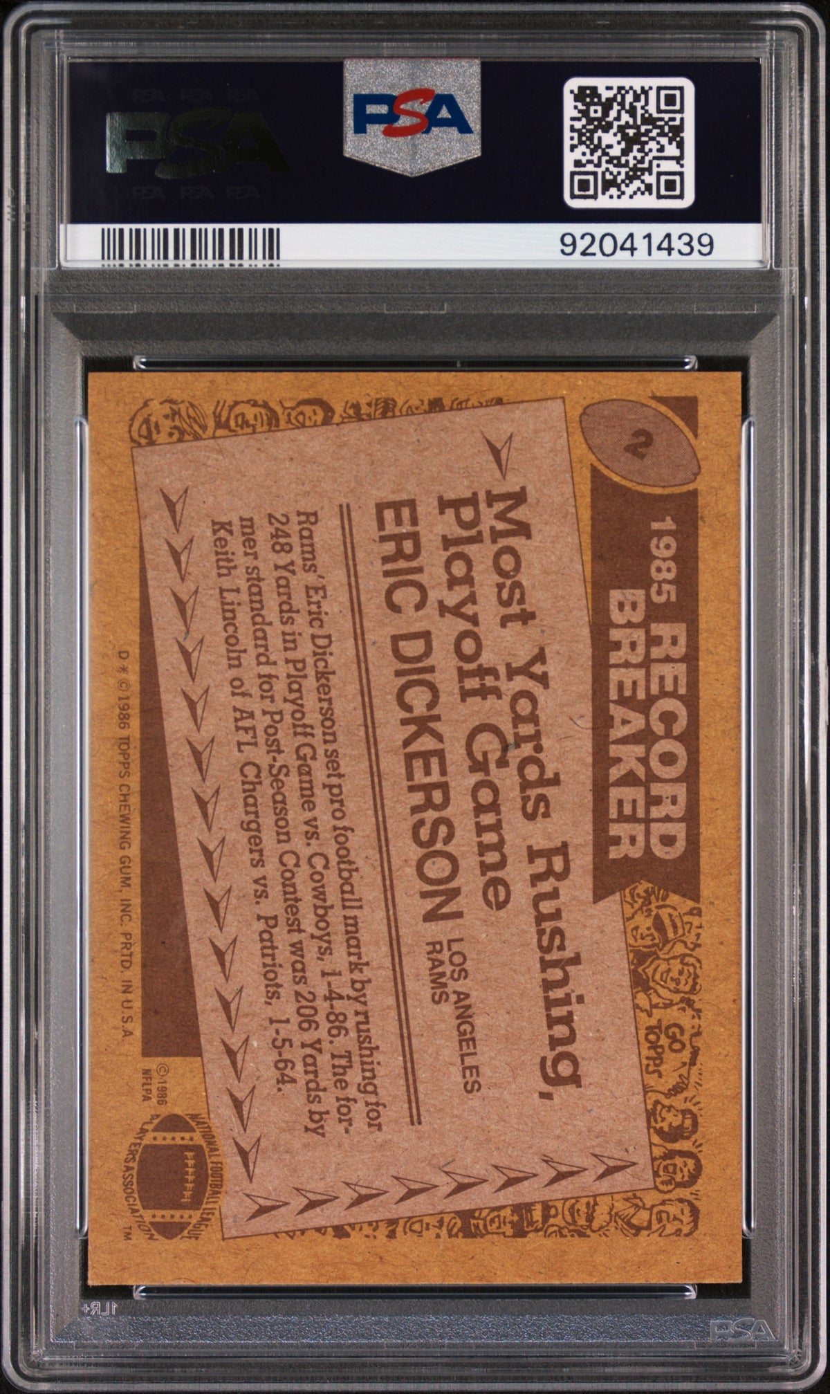 1986 Topps Eric Dickerson #2 PSA 7