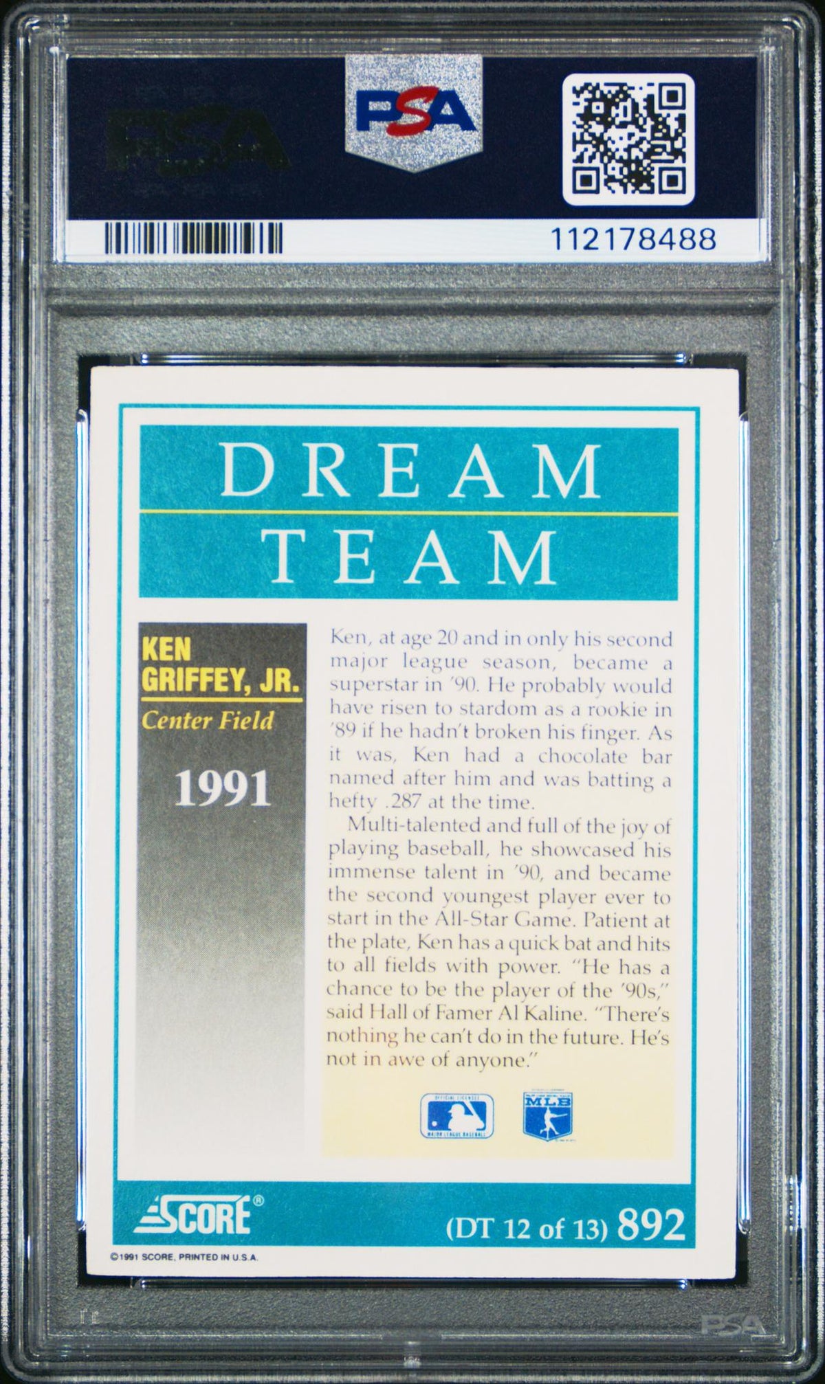 1991 Score Dream Team Ken Griffey #892 PSA 6