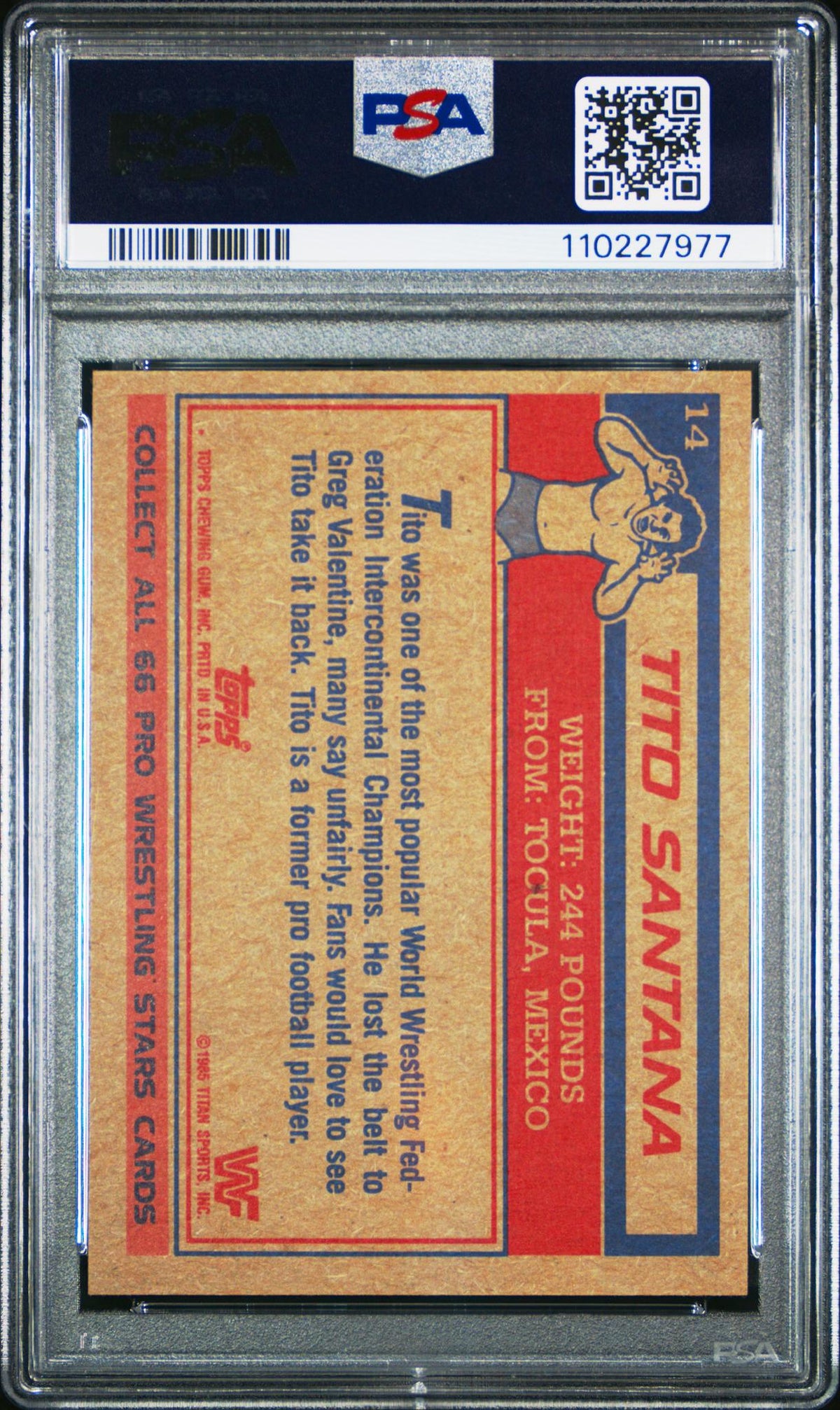 1985 Topps WWF Tito Santana #14 PSA 7