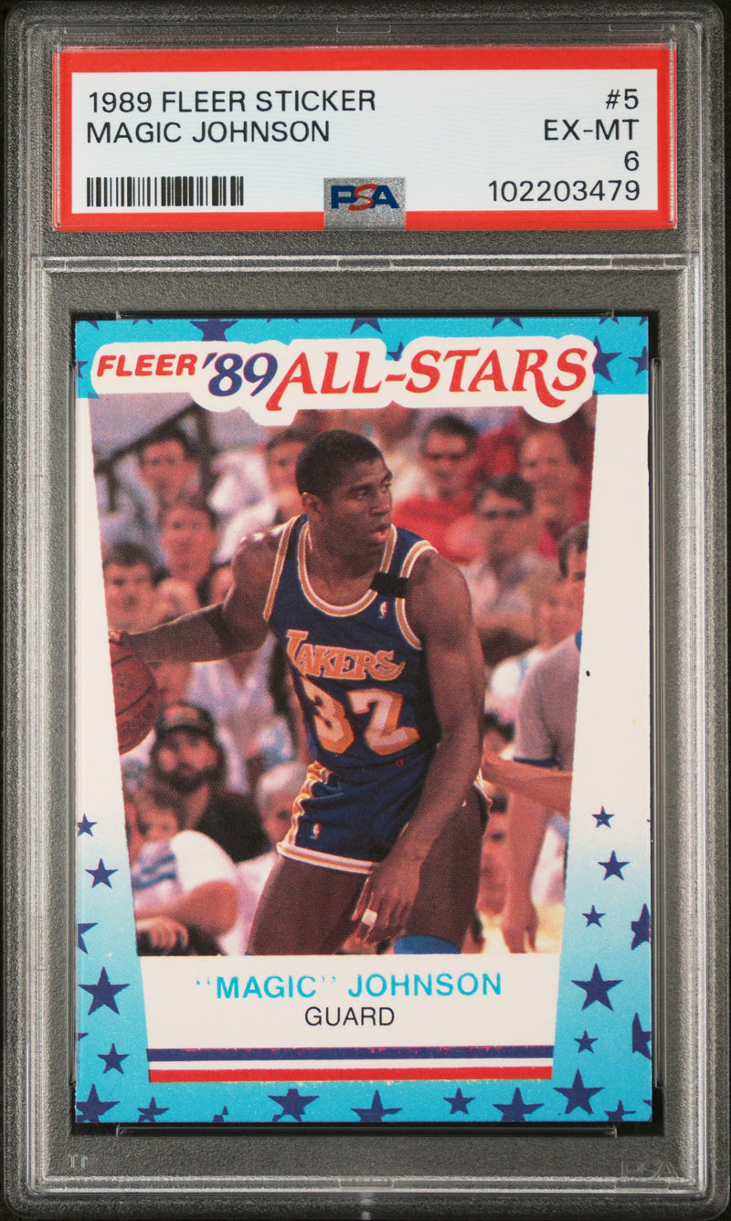 1989 Fleer Stickers Magic Johnson #5 PSA 6