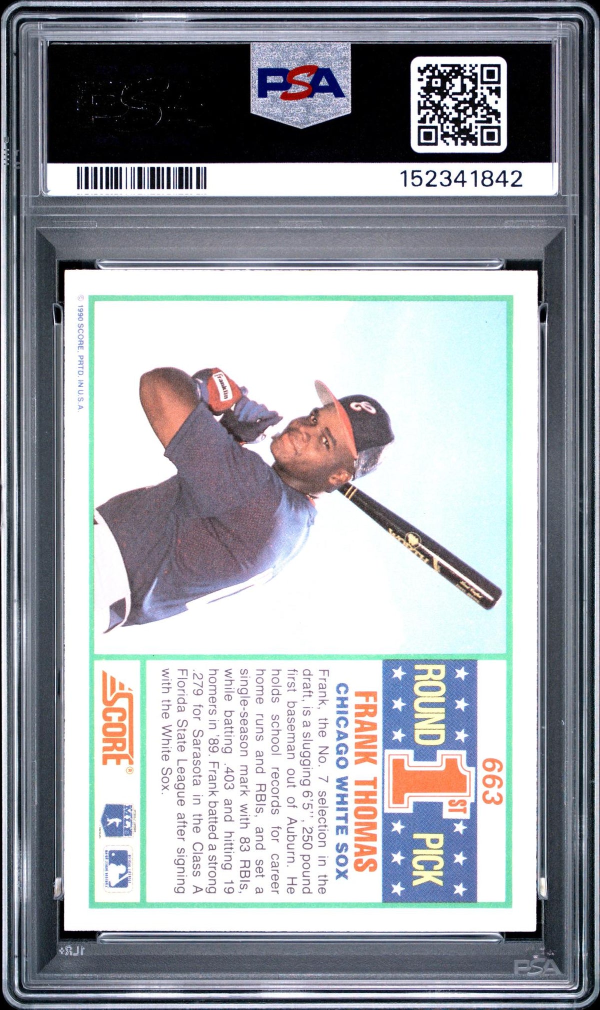 1990 Score Frank Thomas #663 PSA 6
