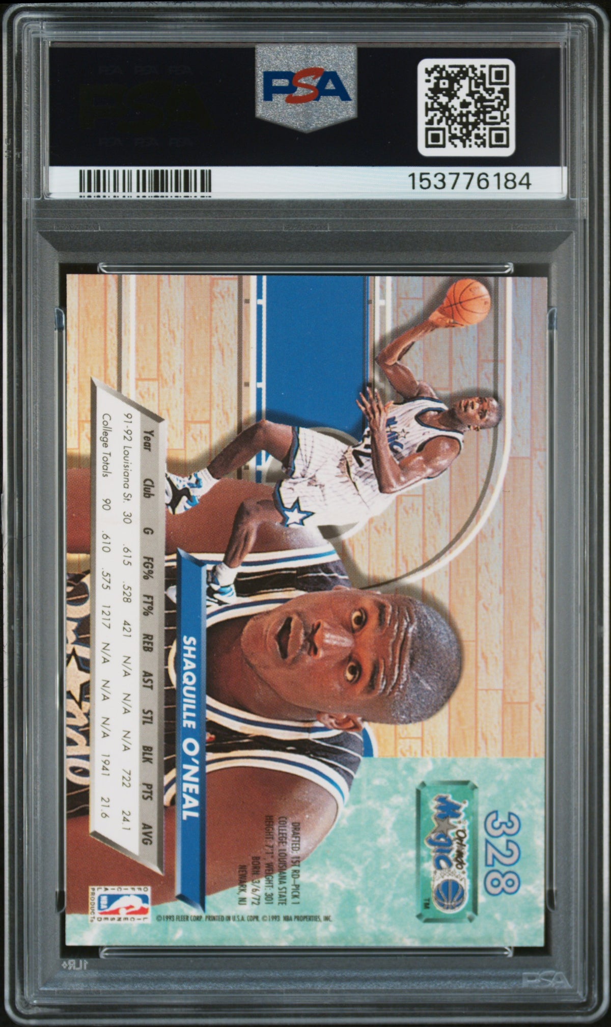 1992 Ultra Shaquille O'Neal #328 PSA 7