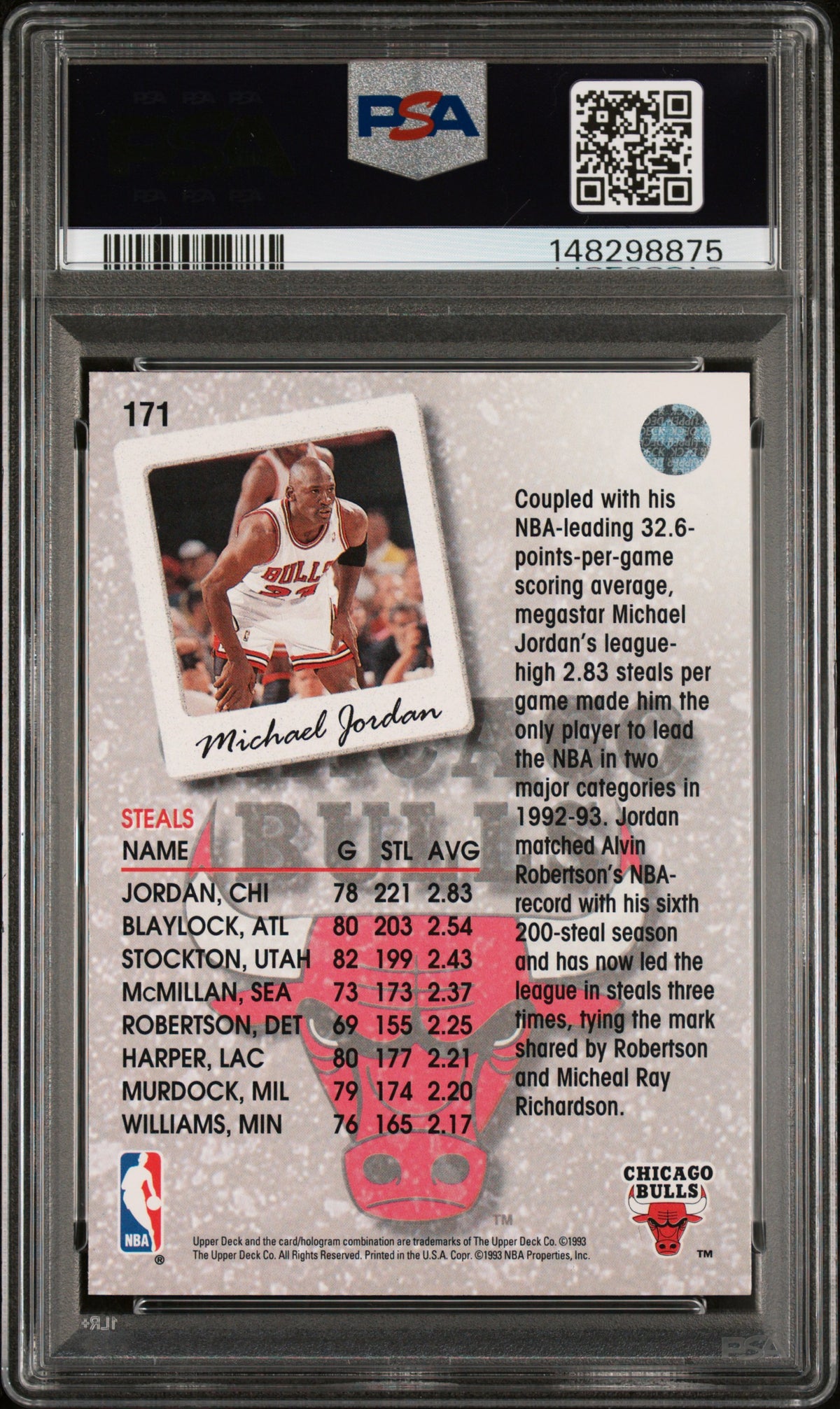 1993 Upper Deck Season Leaders Michael Jordan #171 PSA 6