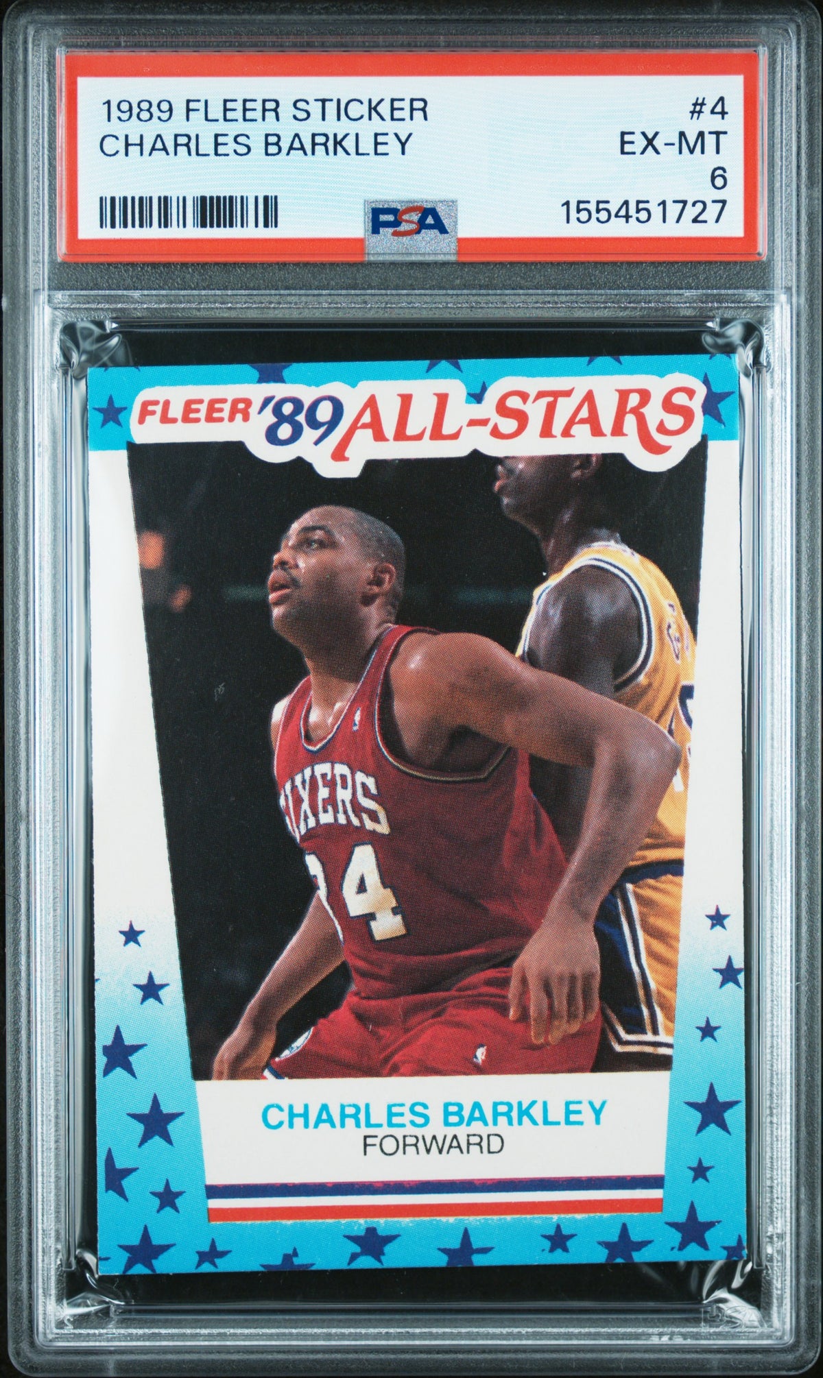 1989 Fleer Stickers Charles Barkley #4 PSA 6