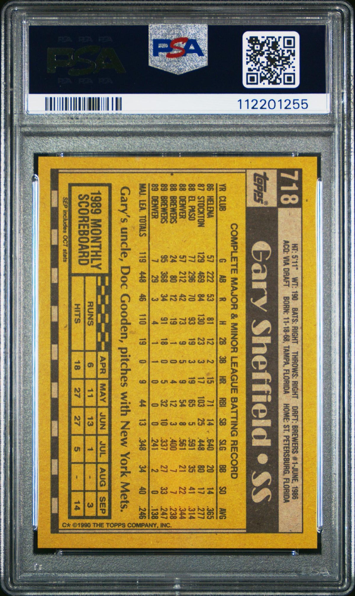 1990 Topps Gary Sheffield #718 PSA 7