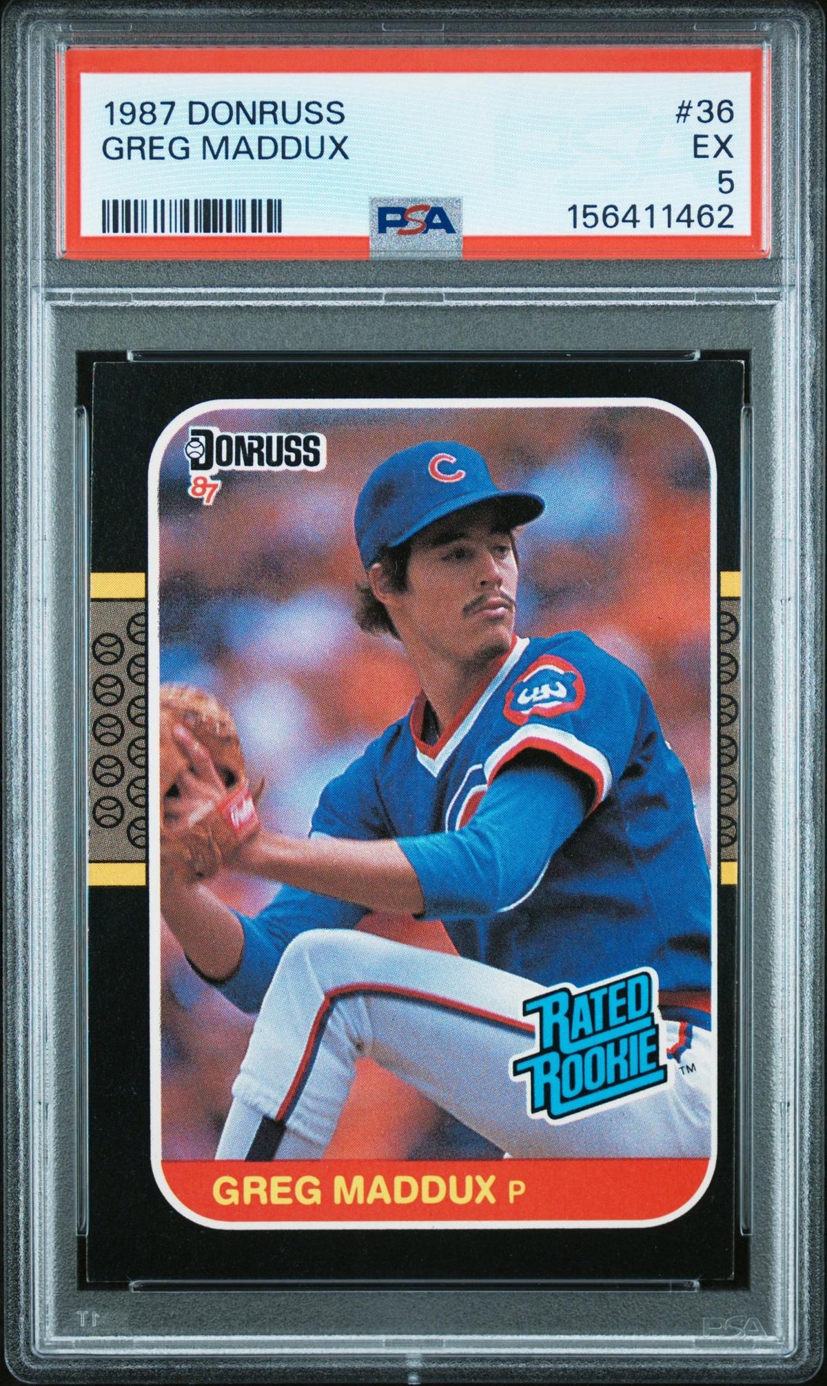 1987 Donruss Rated Rookie Greg Maddux #36 PSA 5