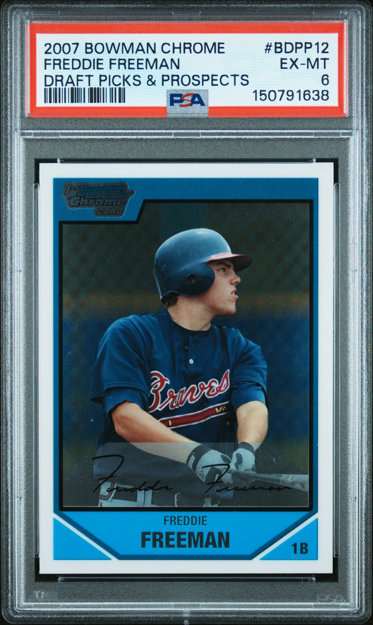 2007 Bowman Draft Picks and Prospects Chrome Freddie Freeman #BDPP12 PSA 6