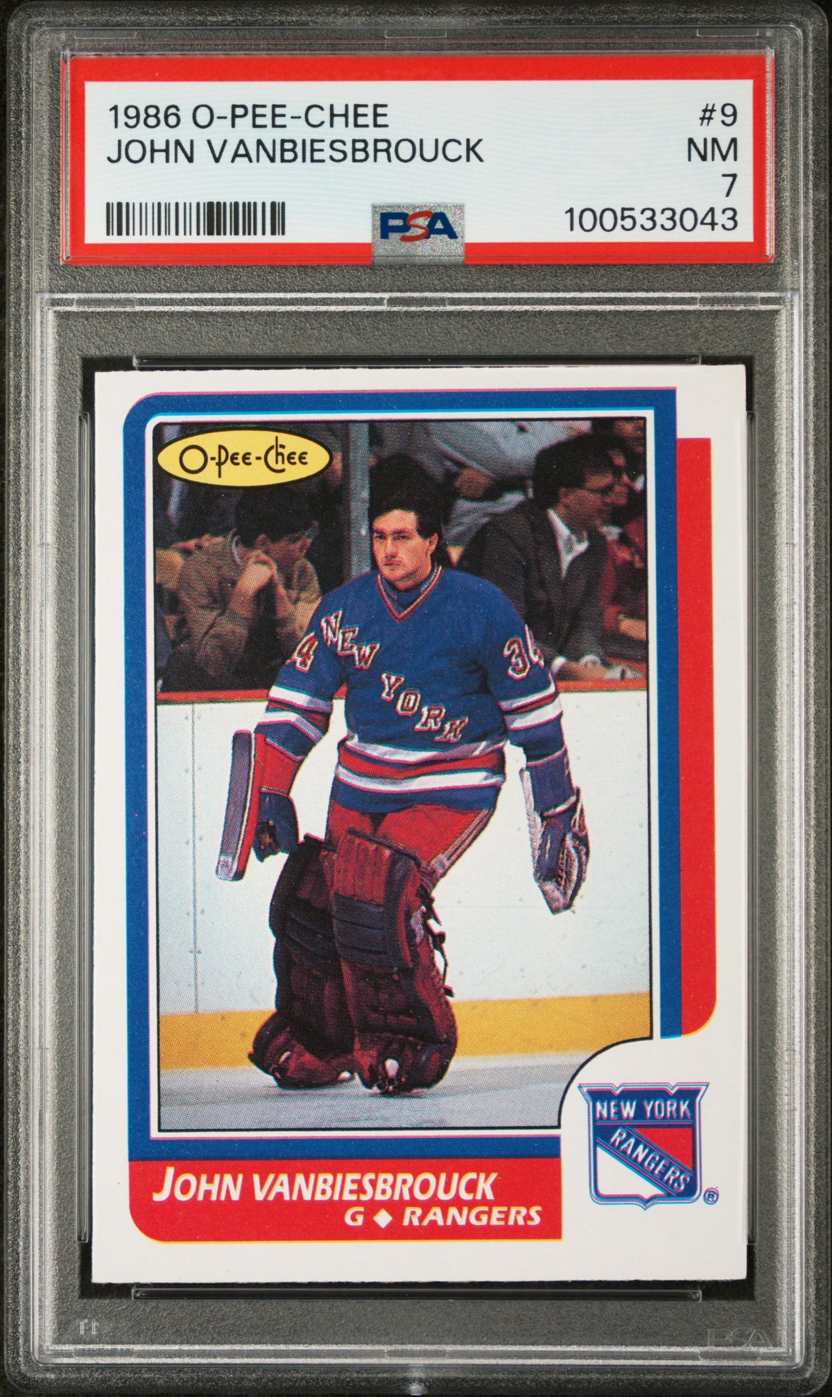 1986 O-Pee-Chee John Vanbiesbrouck #9 PSA 7