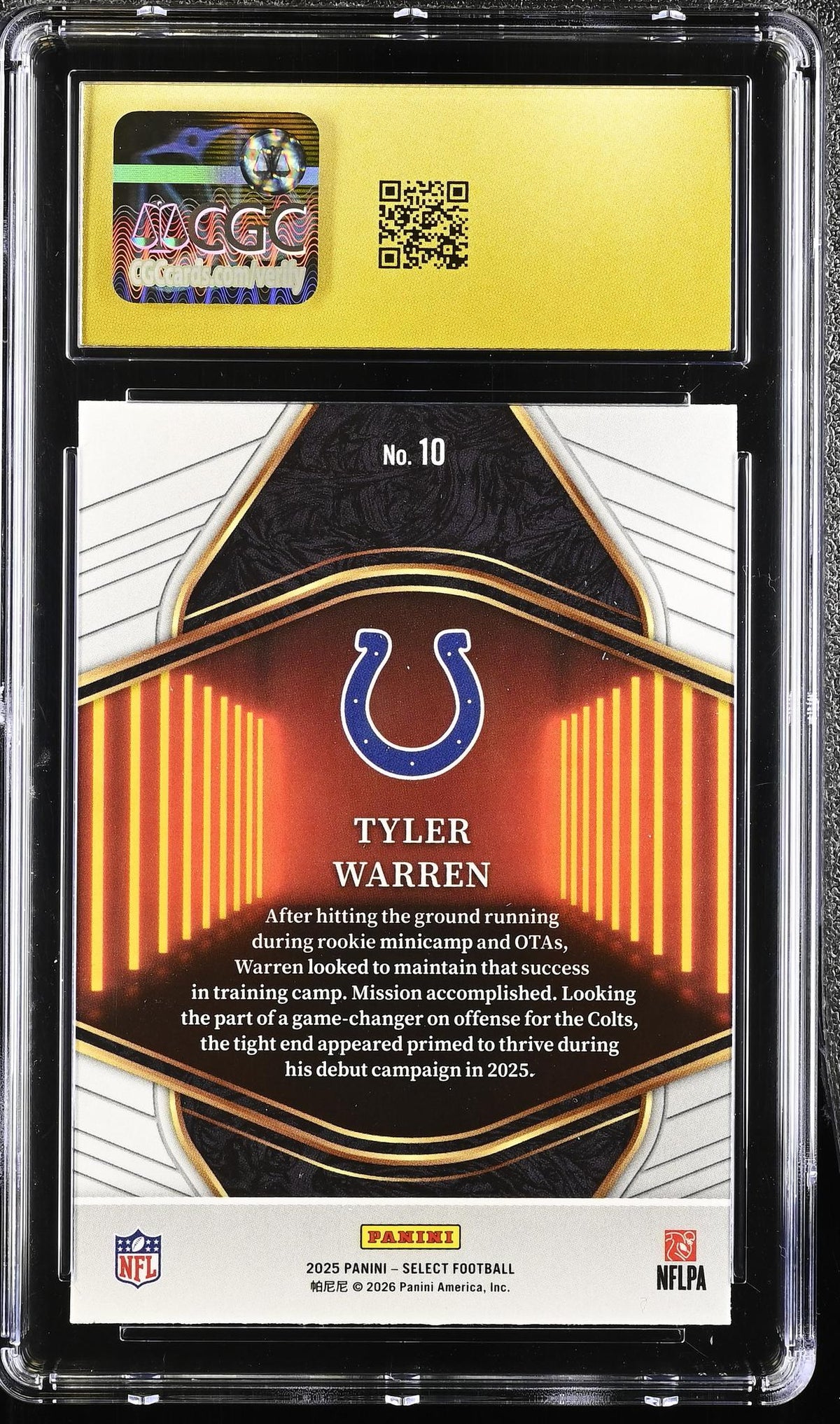 2025 Select #10 Tyler Warren Neon Icons CGC 10