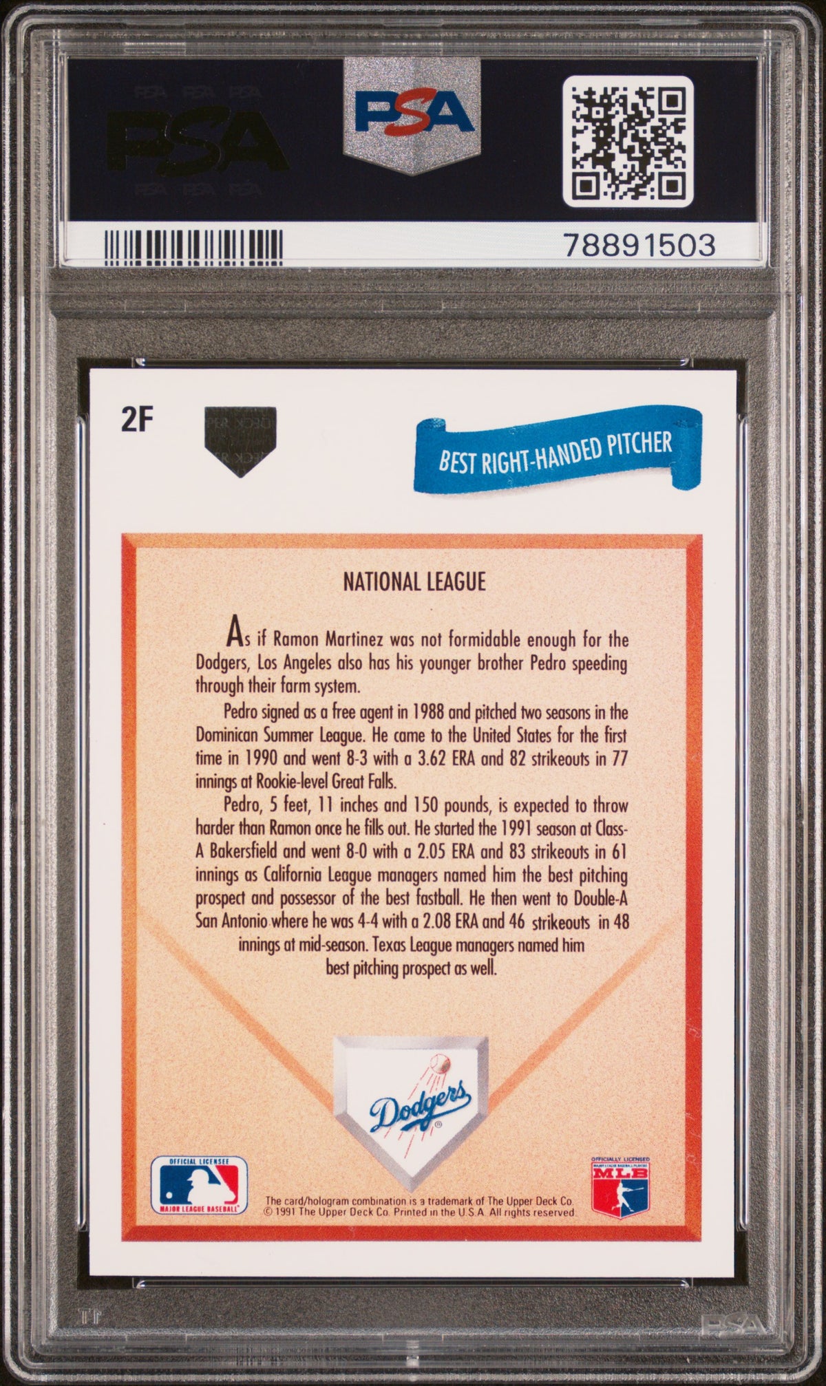 1991 Upper Deck Final Edition Pedro Martinez #2F PSA 10