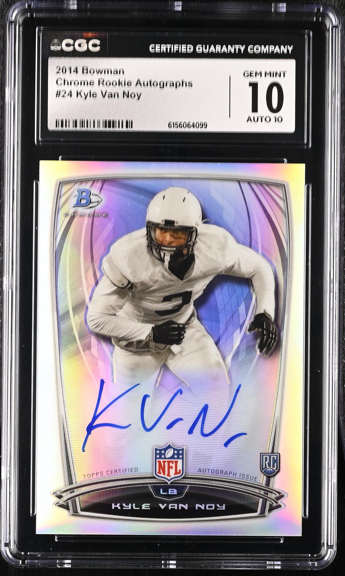 2014 Bowman #24 Kyle Van Noy Rookie Chrome Refractor Autograph Auto CGC 10