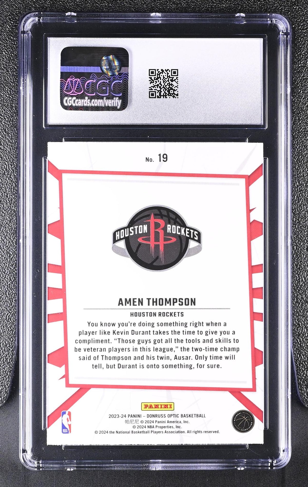 2023 Donruss Optic #19 Amen Thompson My House CGC 10