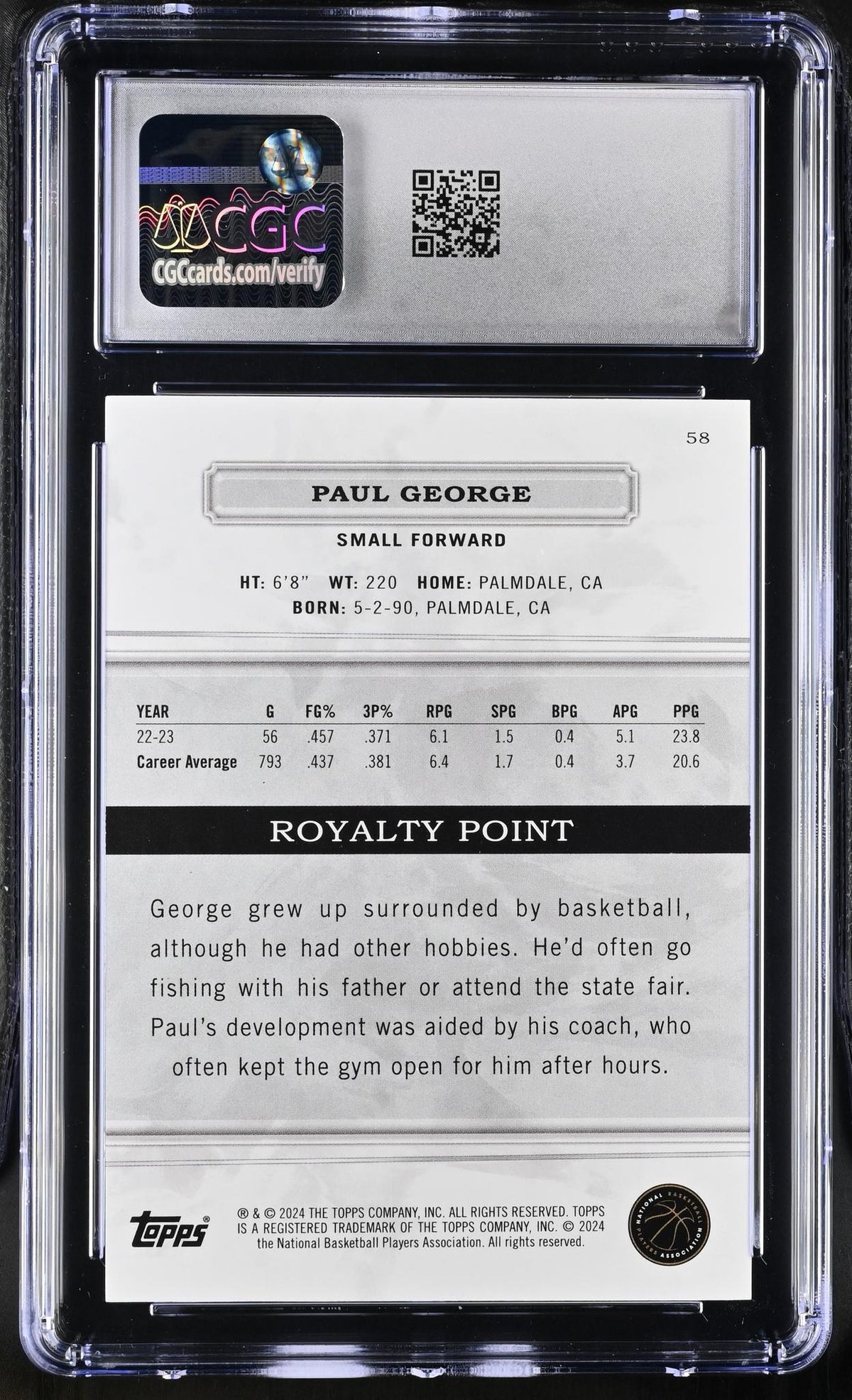 2023 Topps Royalty #58 Paul George Blue /25 CGC 10